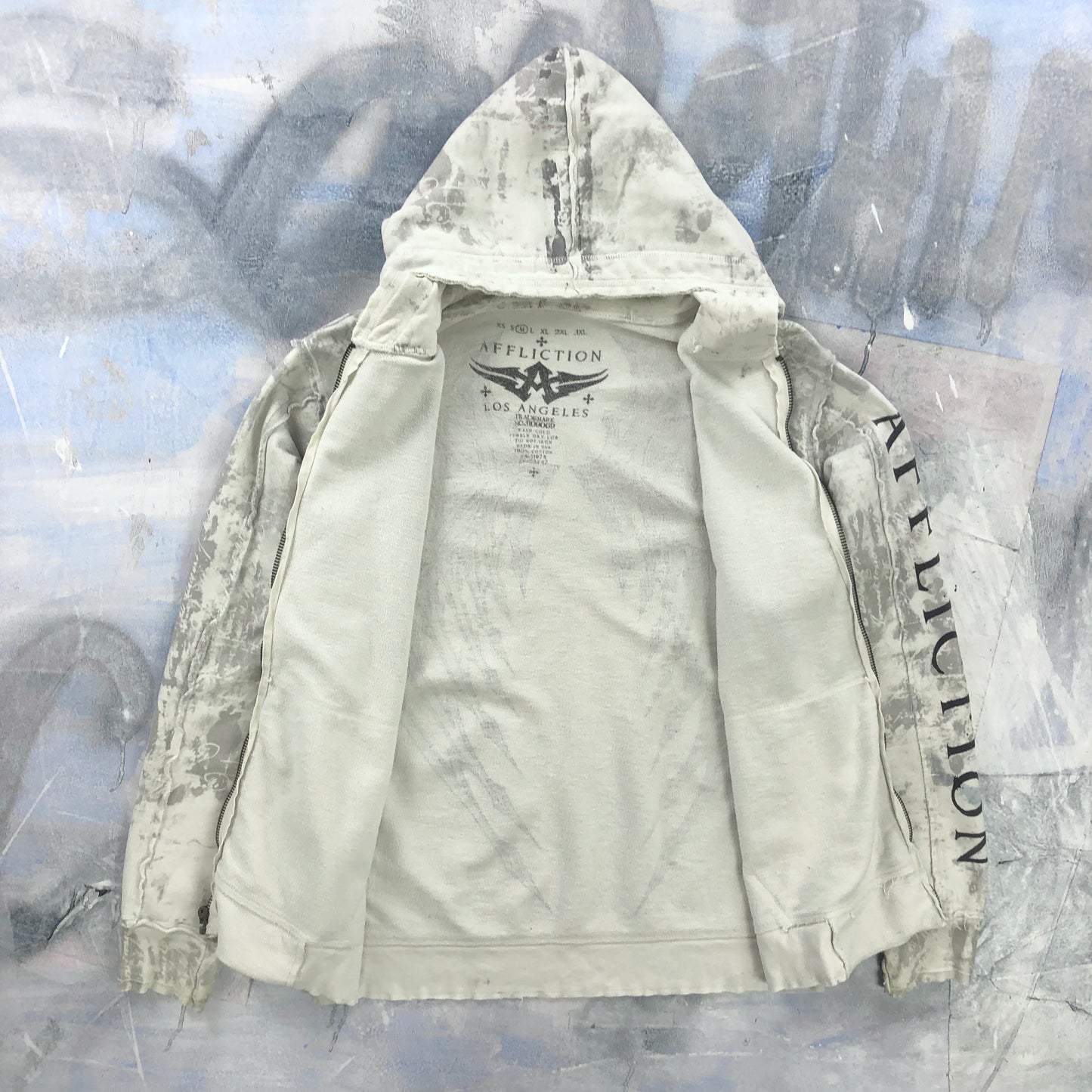 Vintage Y2K Affliction Cross Wings Zip Hoodie M
