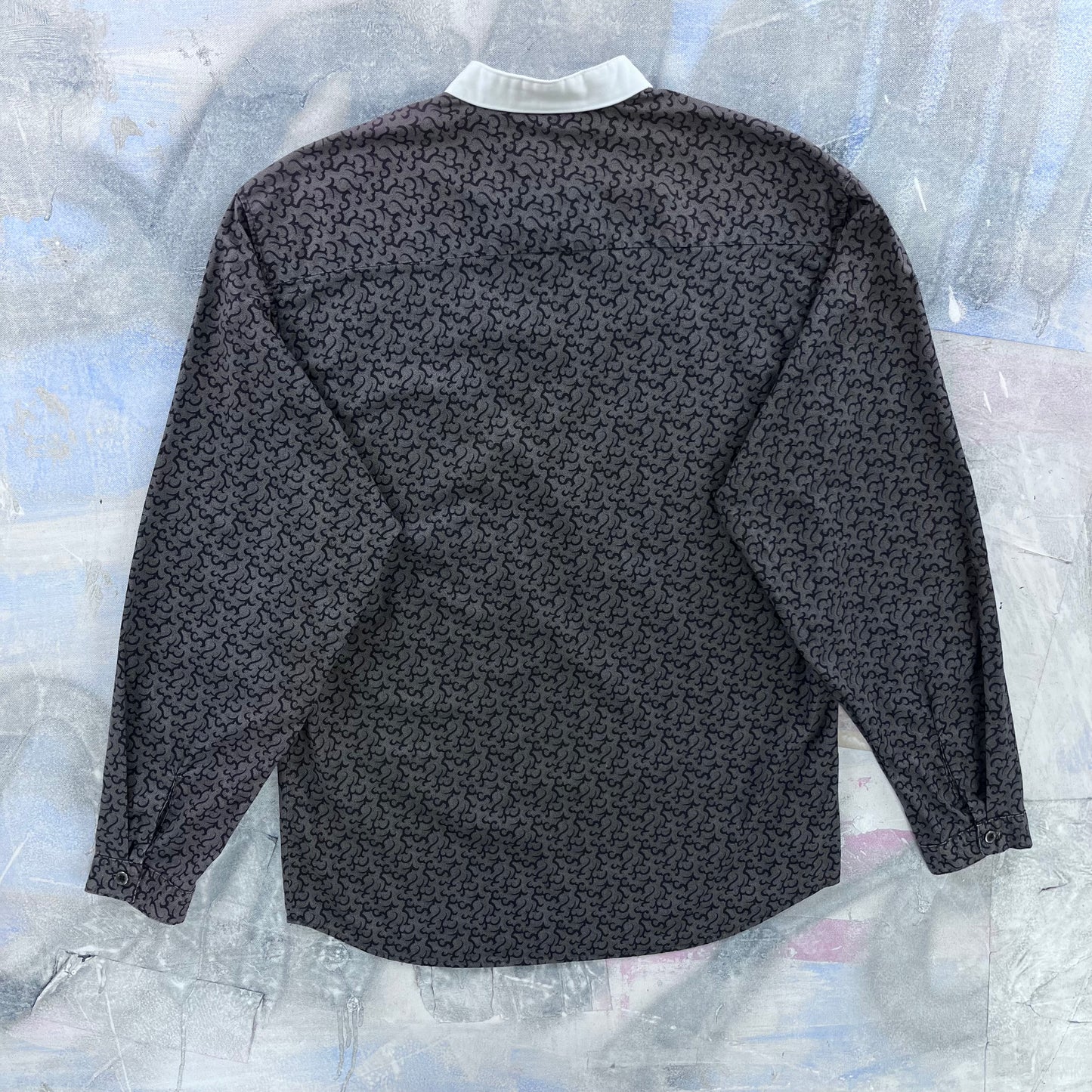 Vintage USA Wah Maker True West Outfitters Band Collar Henley Shirt M