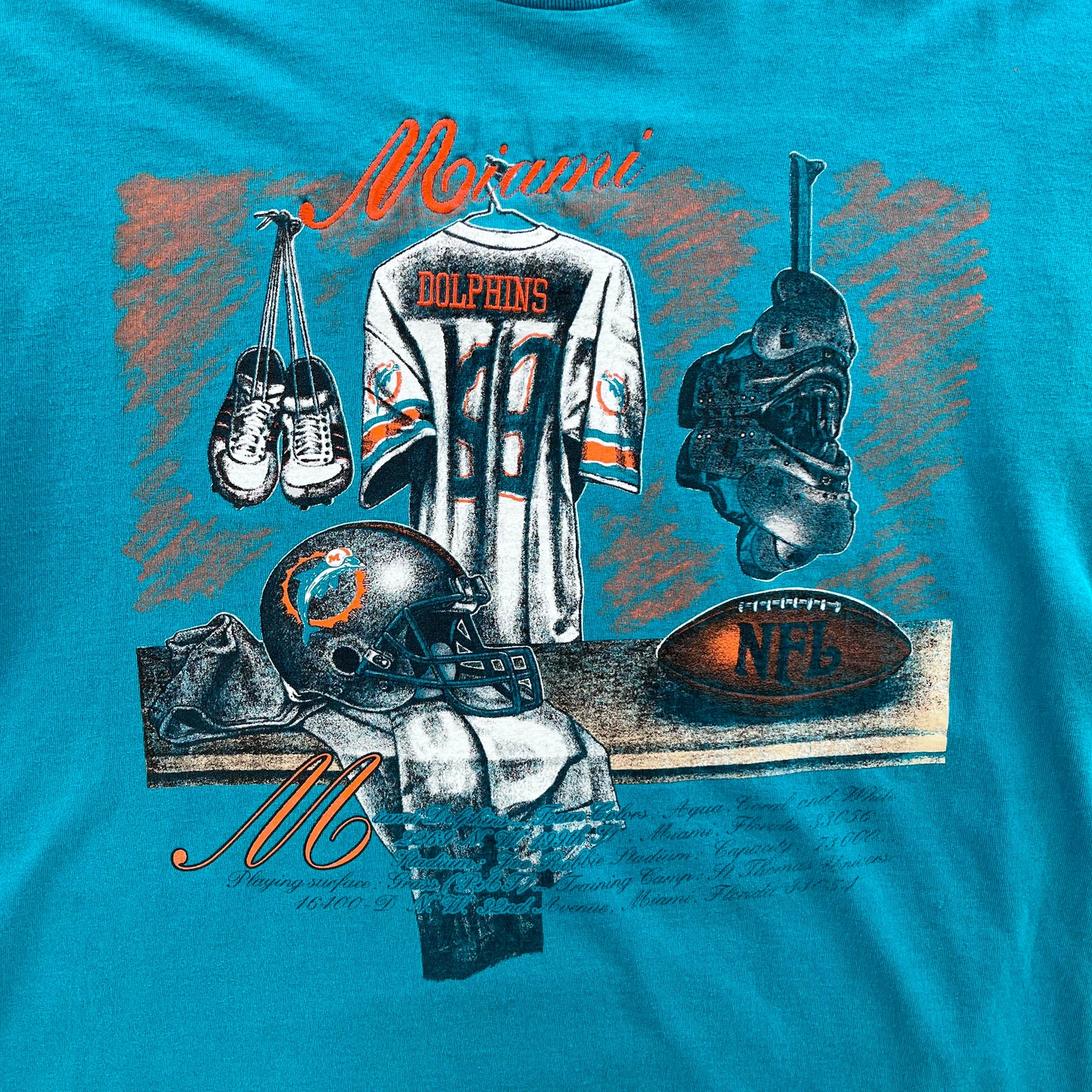 Vintage 90s USA NFL Miami Dolphins Single Stitch T Shirt XL