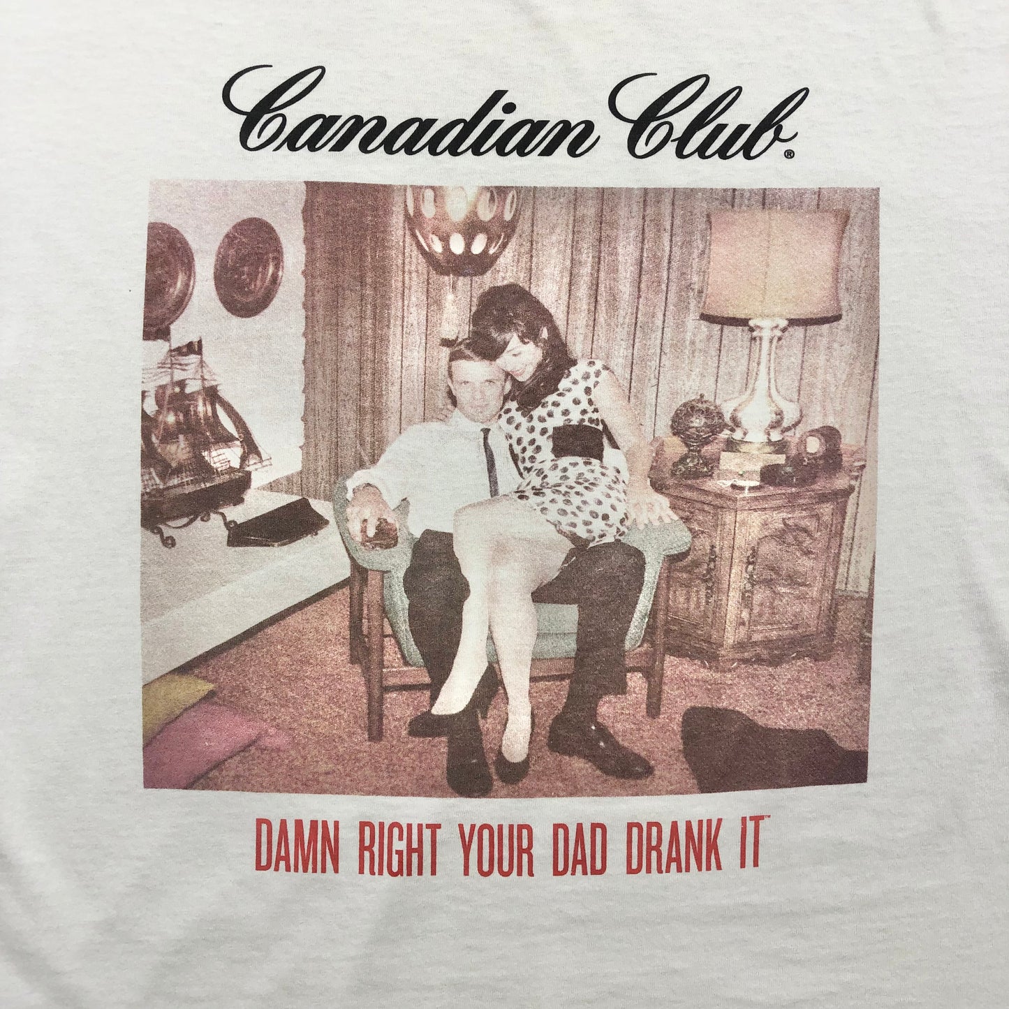 Vintage Canadian Club Whiskey Damn Right Your Dad Drank It Ringer T Shirt XL