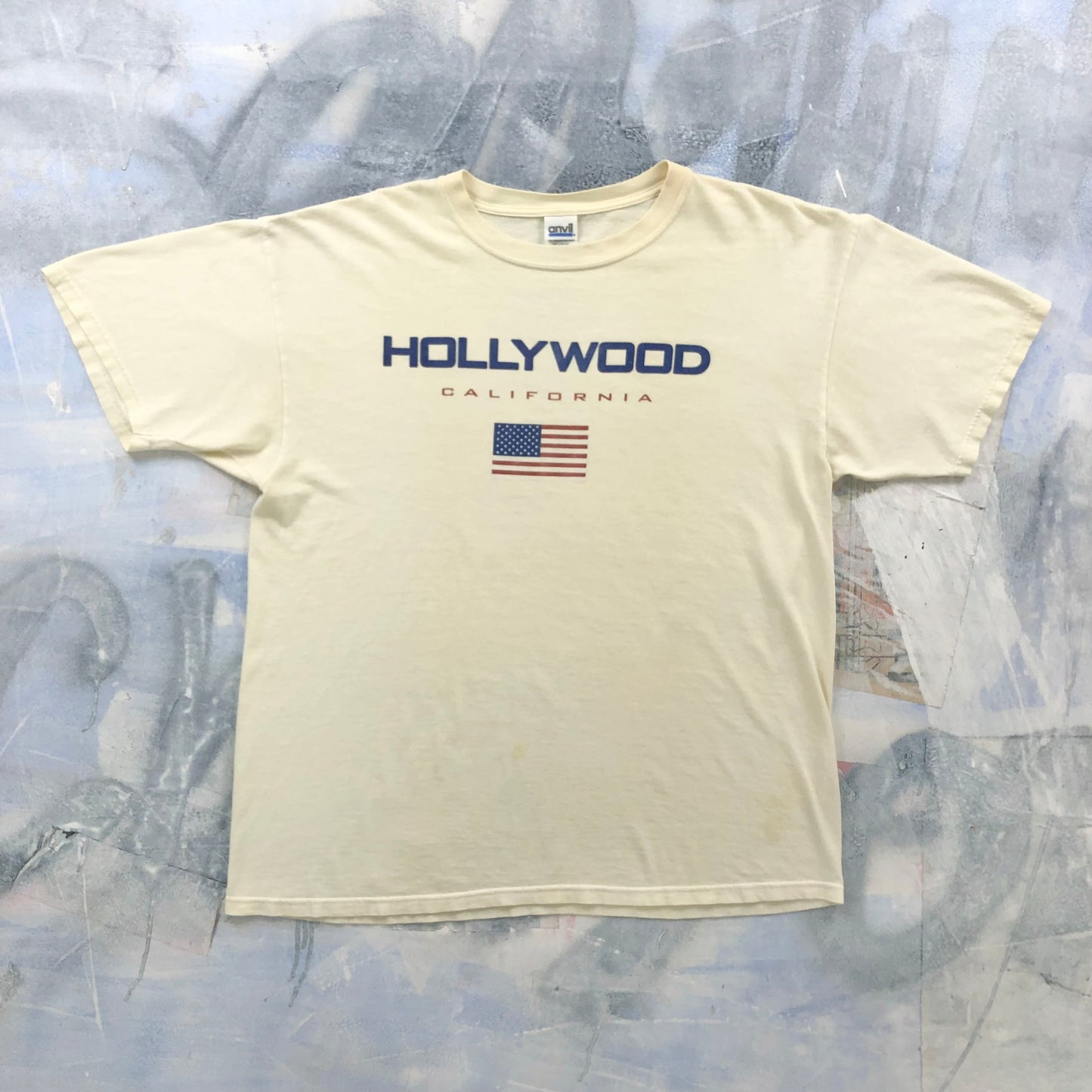 Vintage Hollywood California America Flag T Shirt XL