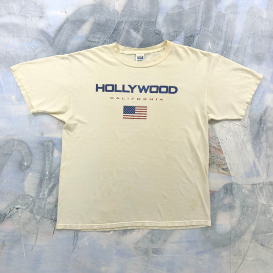 Vintage Hollywood California America Flag T Shirt XL
