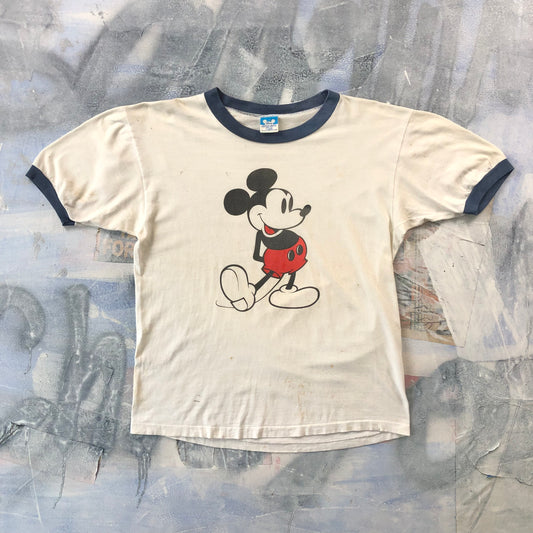 Vintage USA 80s Walt Disney Mickey Mouse Ringer T Shirt XL