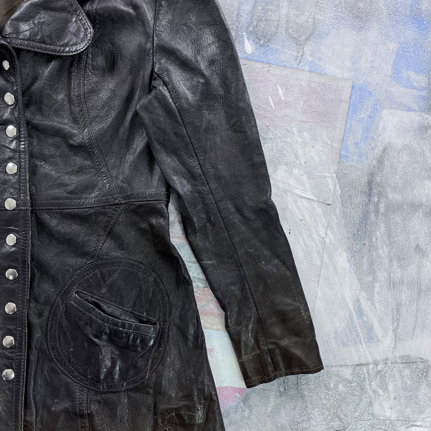 Vintage Three Quarter Button Leather Jacket M (Womens)