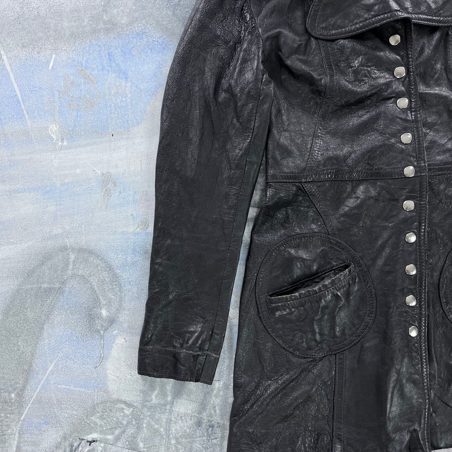 Vintage Three Quarter Button Leather Jacket M (Womens)