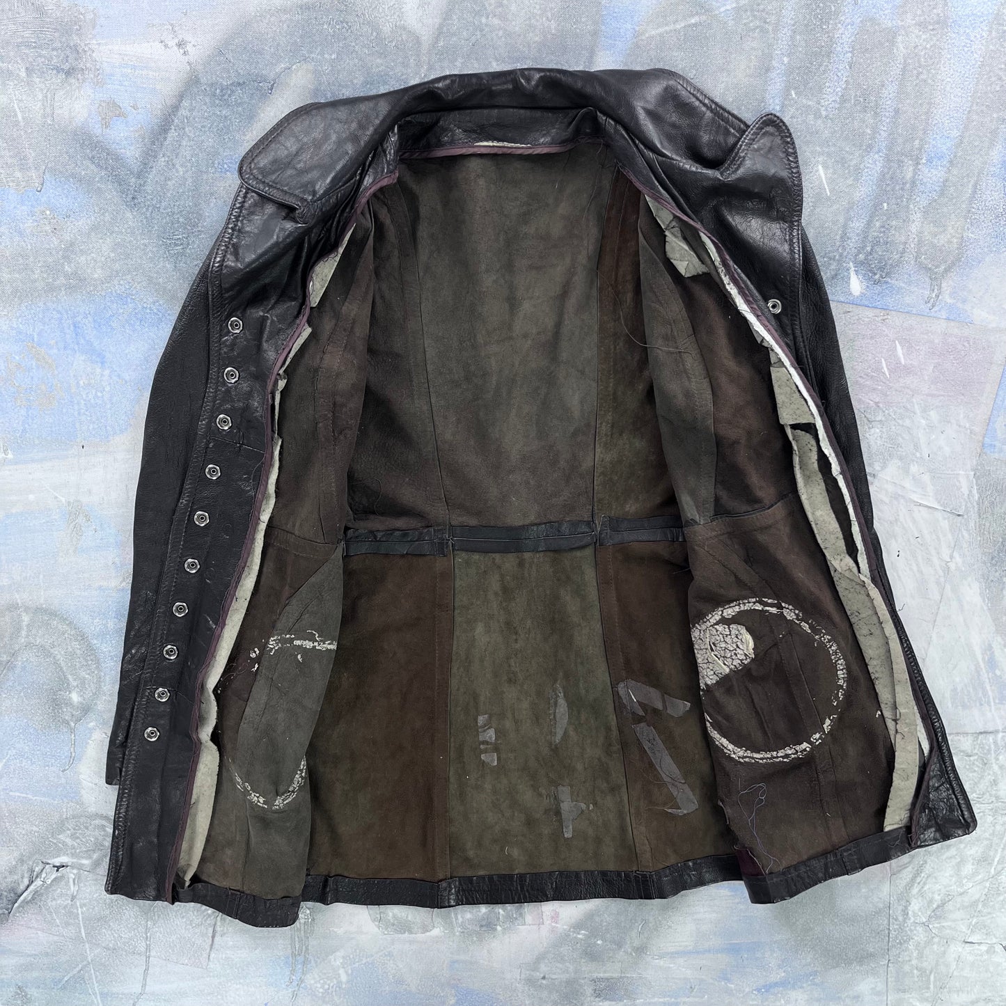 Vintage Three Quarter Button Leather Jacket M (Womens)