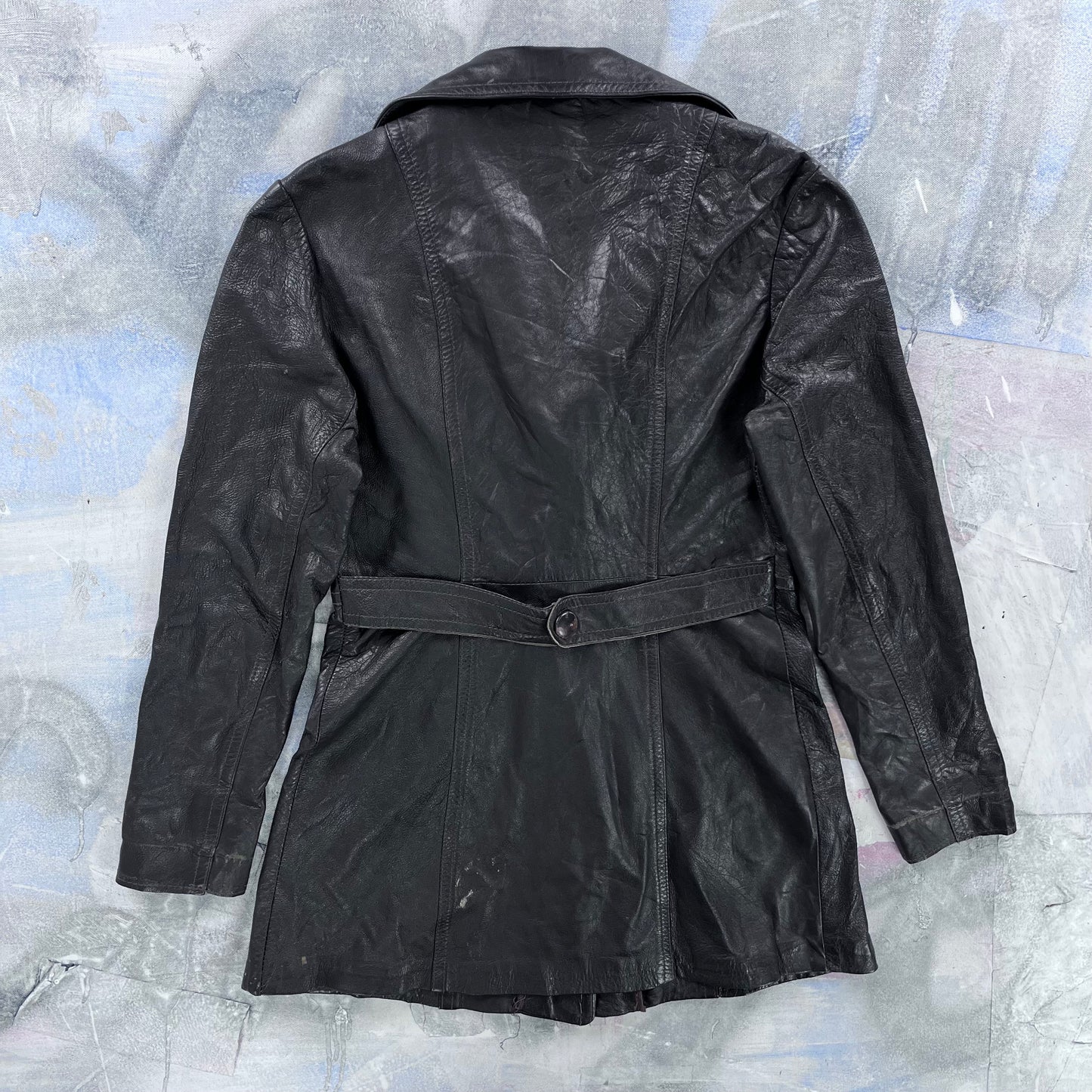 Vintage Three Quarter Button Leather Jacket M (Womens)