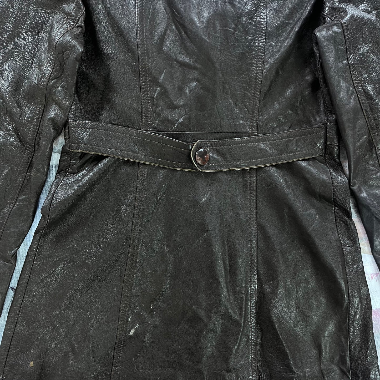 Vintage Three Quarter Button Leather Jacket M (Womens)
