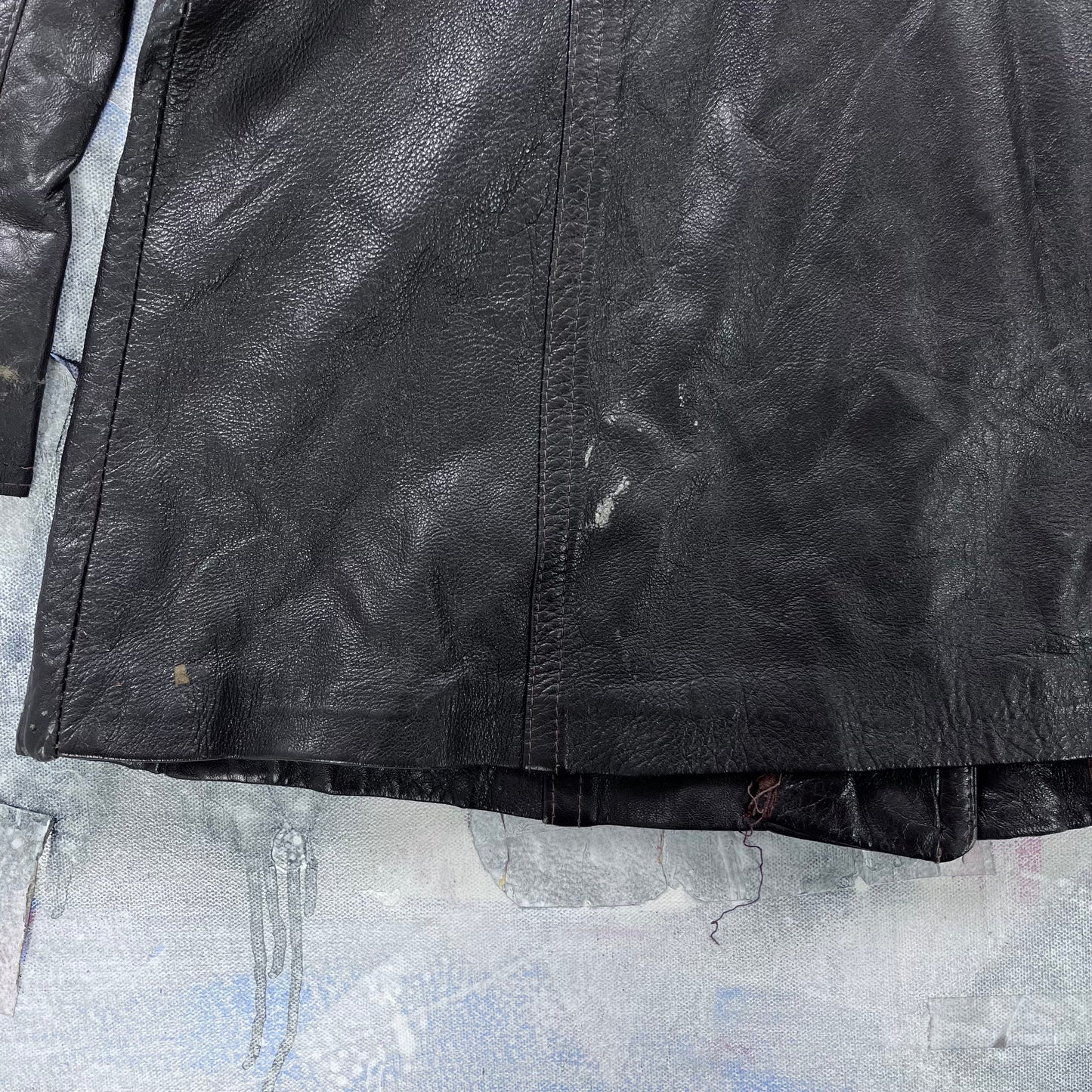 Vintage Three Quarter Button Leather Jacket M (Womens)