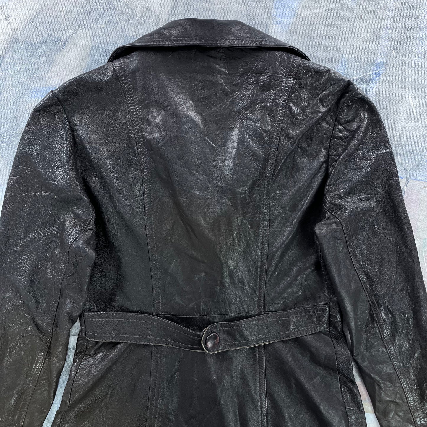 Vintage Three Quarter Button Leather Jacket M (Womens)