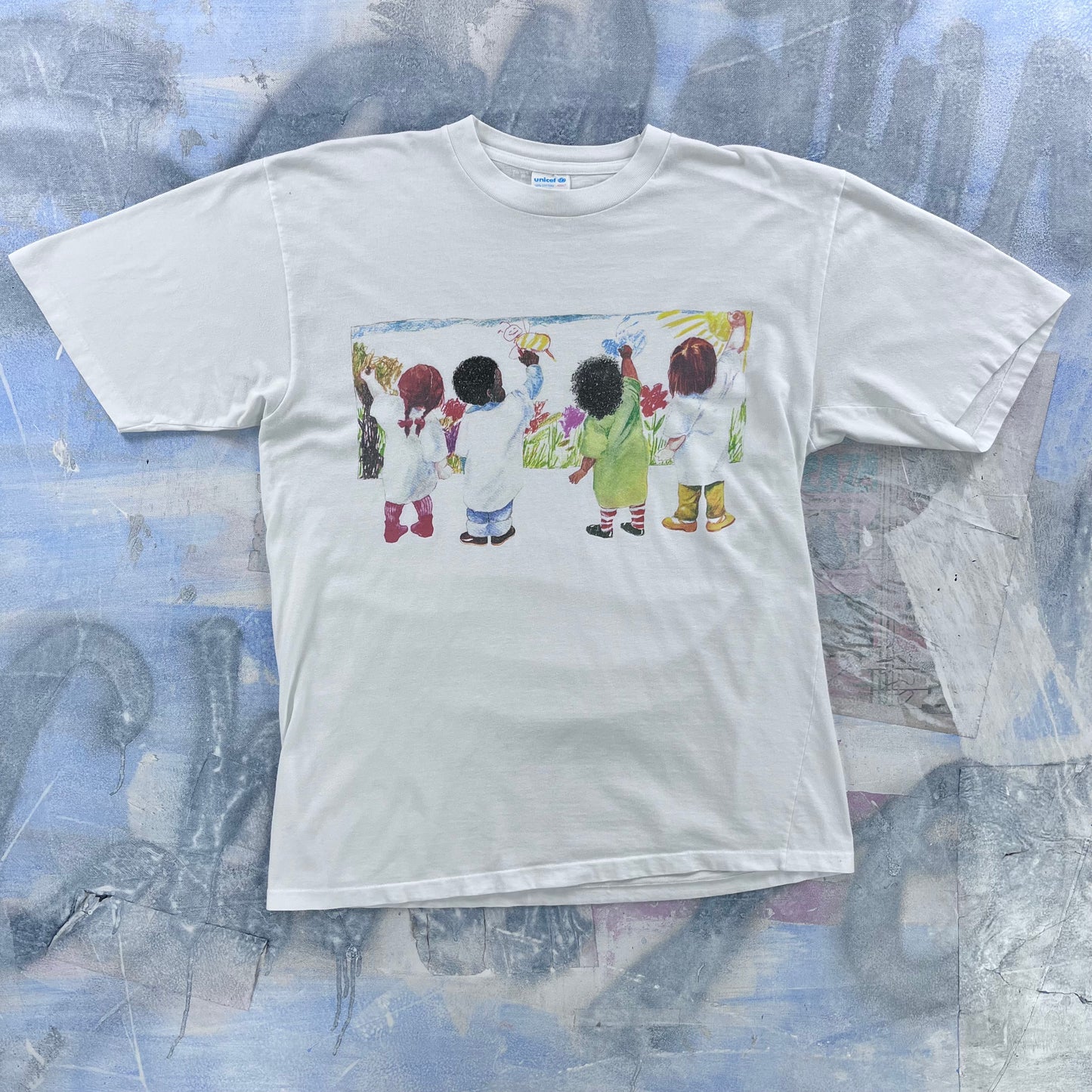 Vintage Unicef Children Art Work Single Stitch T Shirt XL