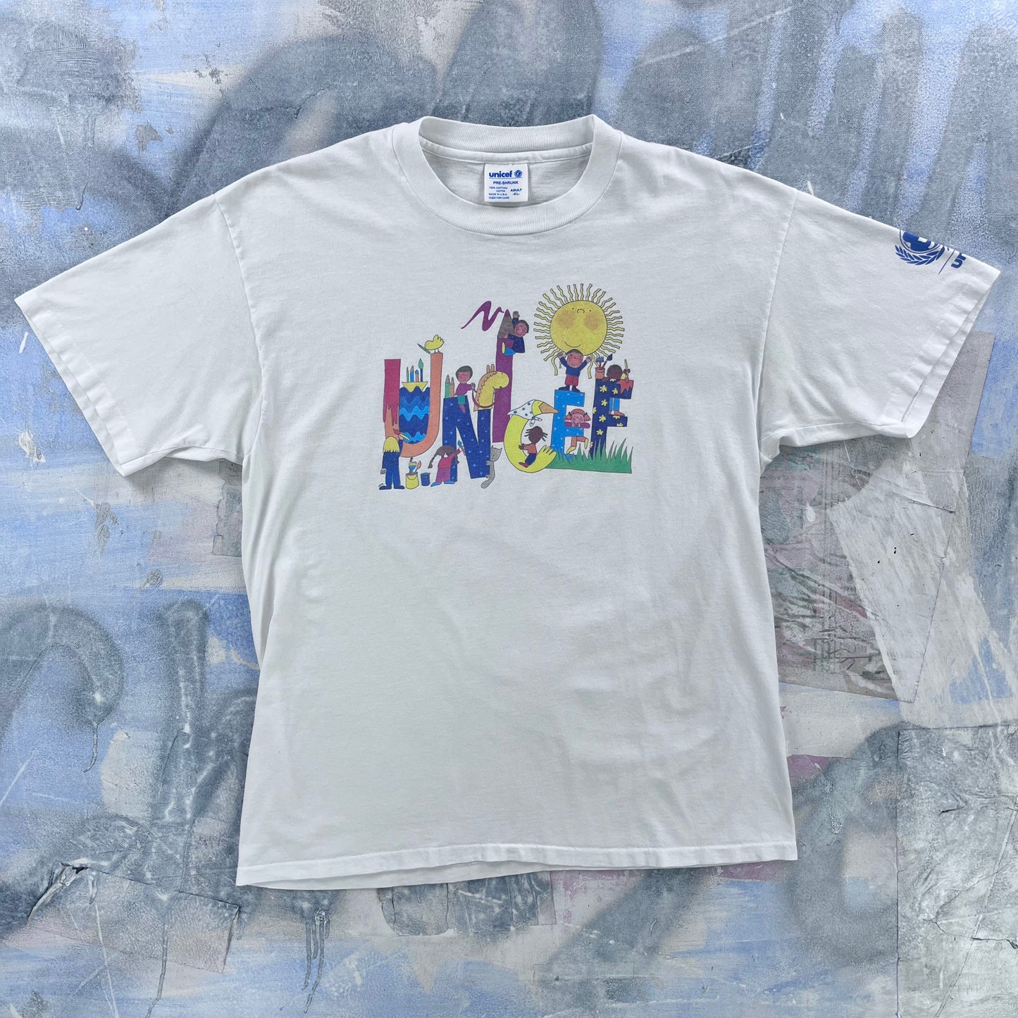 Vintage USA Unicef Children Art Work Single Stitch T Shirt XL