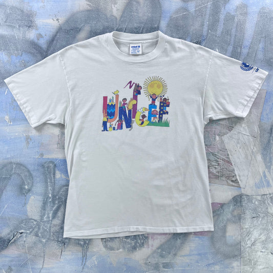 Vintage USA Unicef Children Art Work Single Stitch T Shirt XL