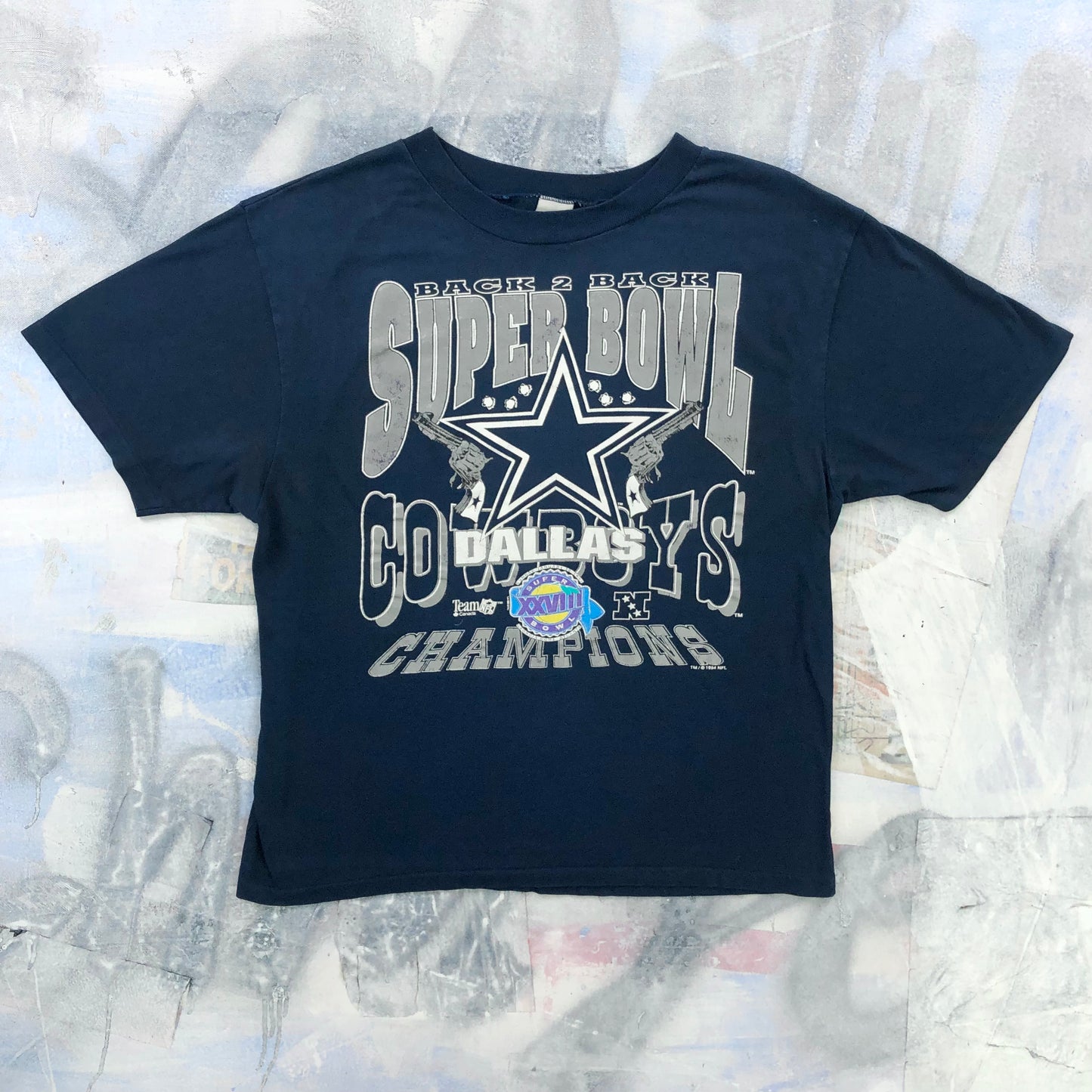 Vintage 90s NFL Super Bowl Back 2 Back Champions Dallas Cowboys Single Stitch T Shirt M