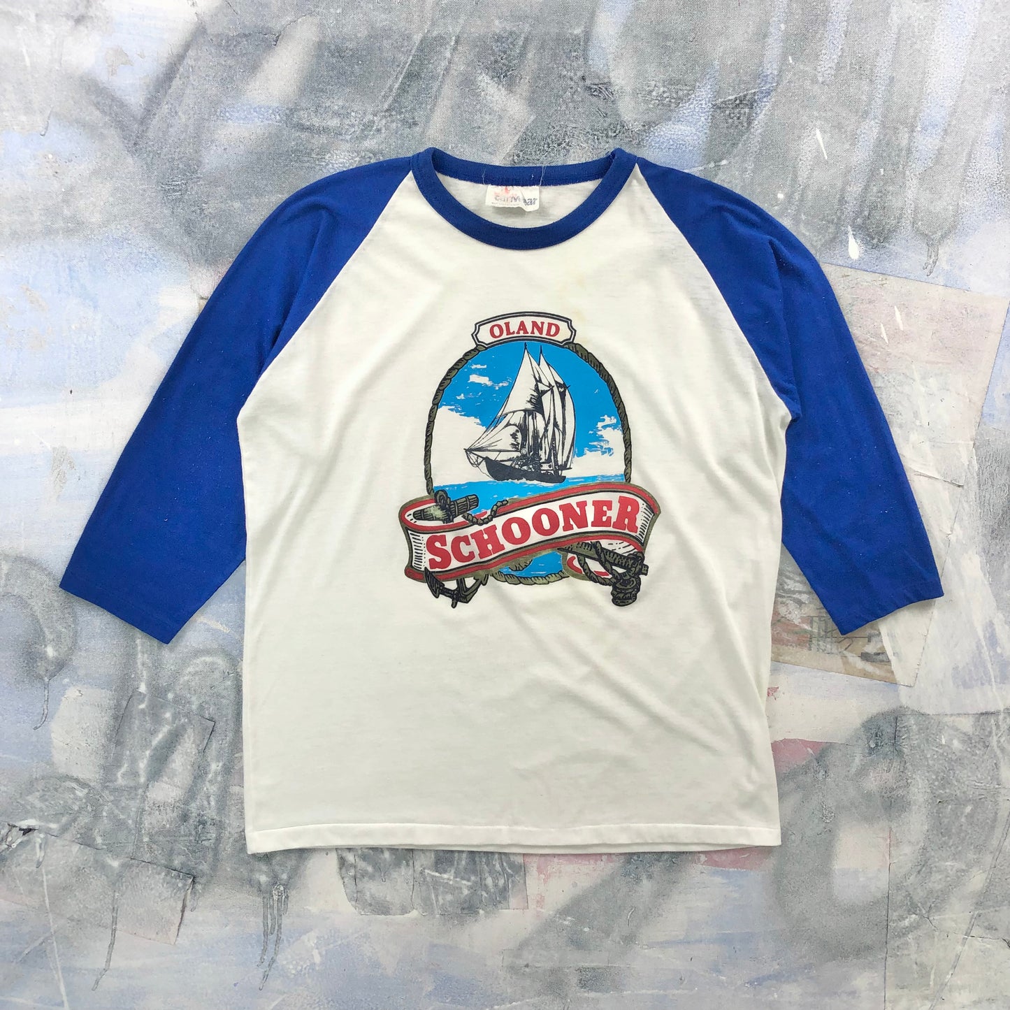 Vintage Oland Schooner Canadian Brewery Single Stitch Raglan T Shirt L