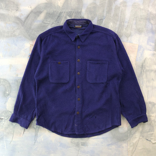 Vintage 90s Patagonia Synchilla USA Full Button Flannel Fleece Shirt XL