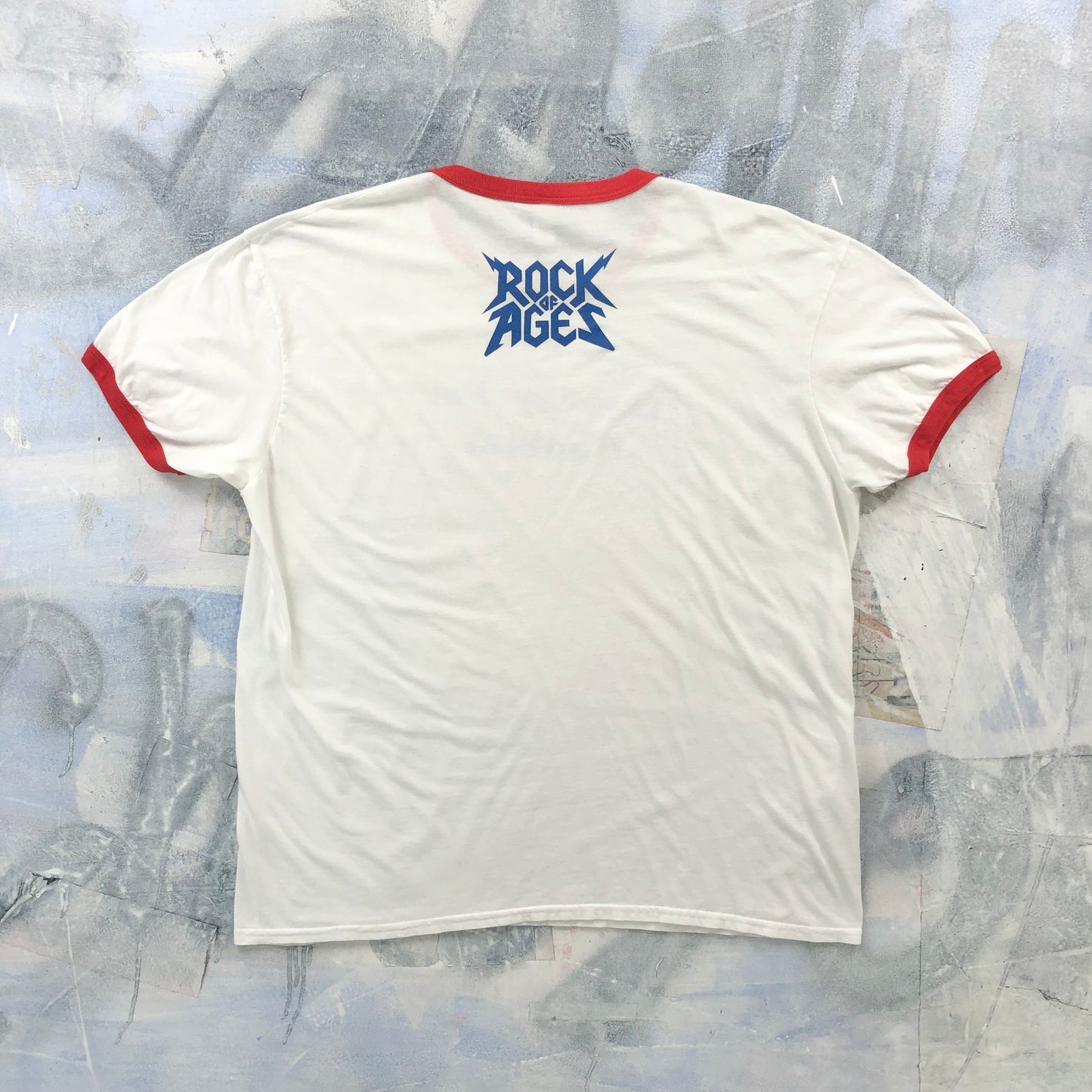 Vintage Rock Of Ages Hooray For Boobies Ringer T Shirt XL