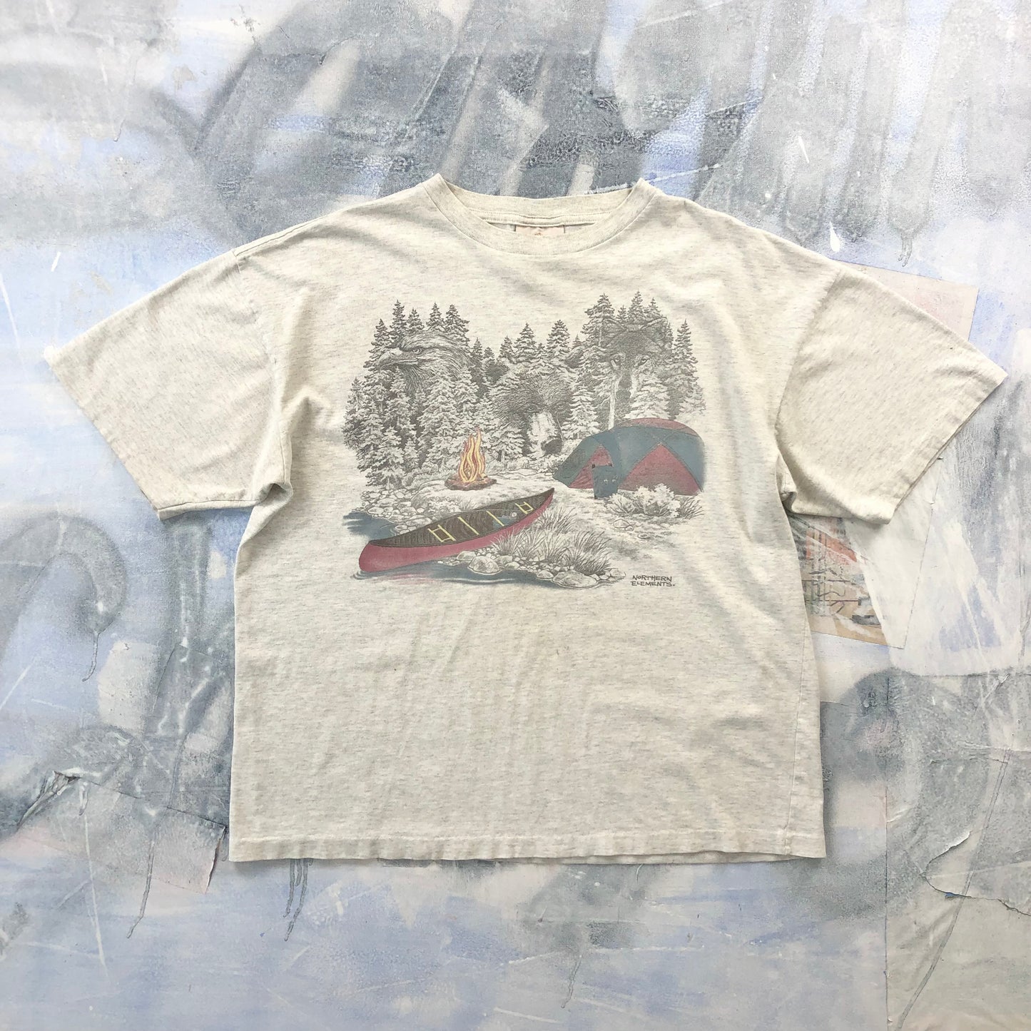 Vintage 90s Northern Elements Campground Eagle Bear Wolf T Shirt XL