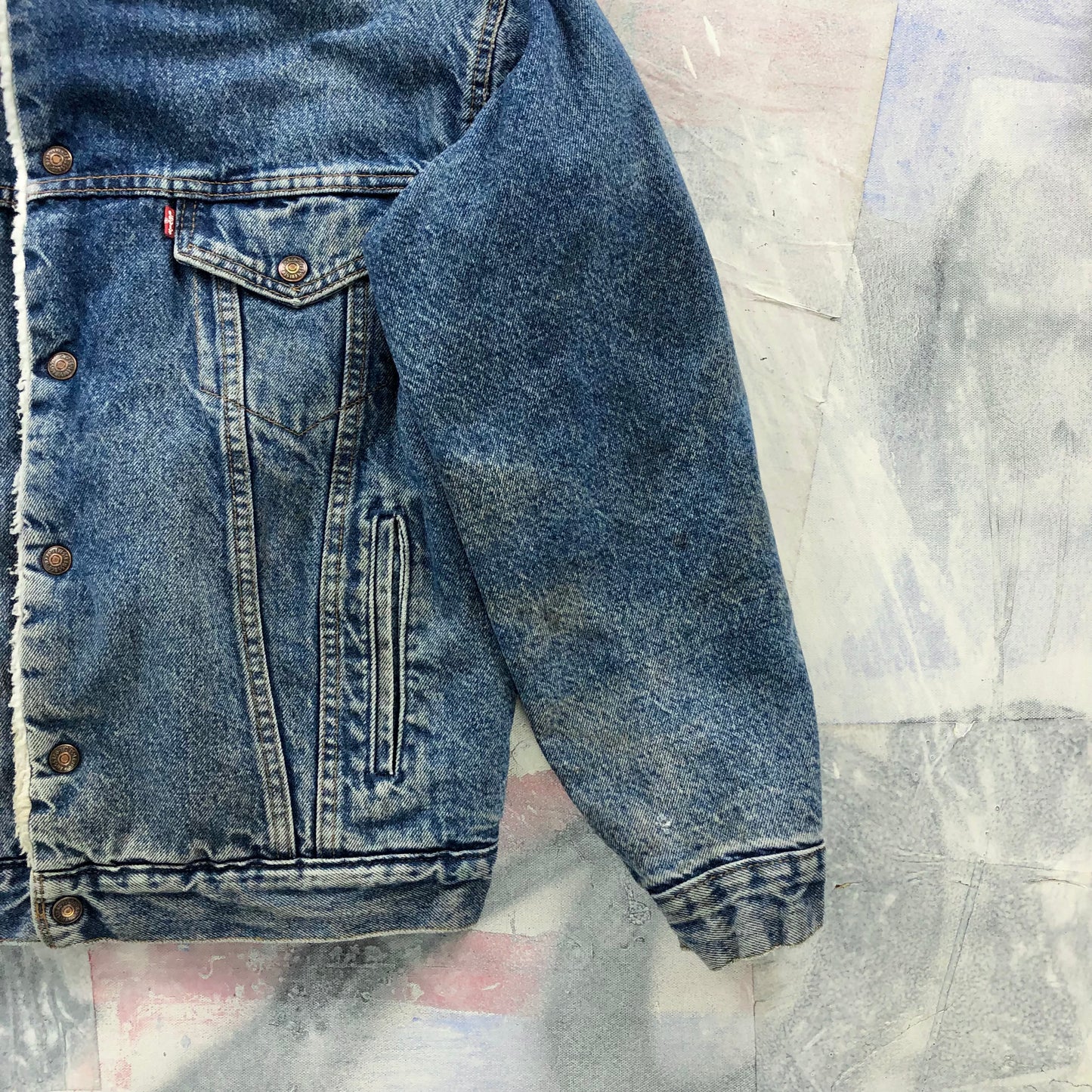 Vintage USA 80s Levis Sherpa Lined Denim Button Jacket M