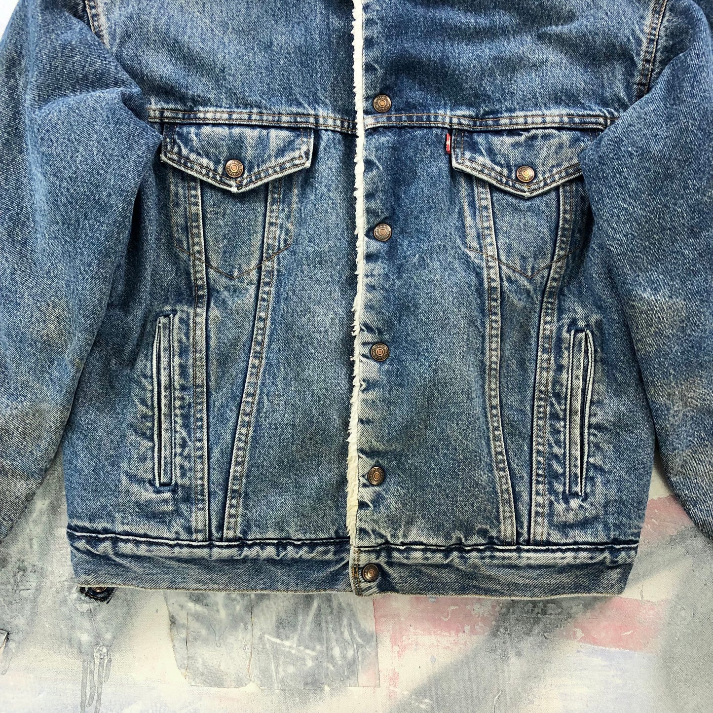 Vintage USA 80s Levis Sherpa Lined Denim Button Jacket M