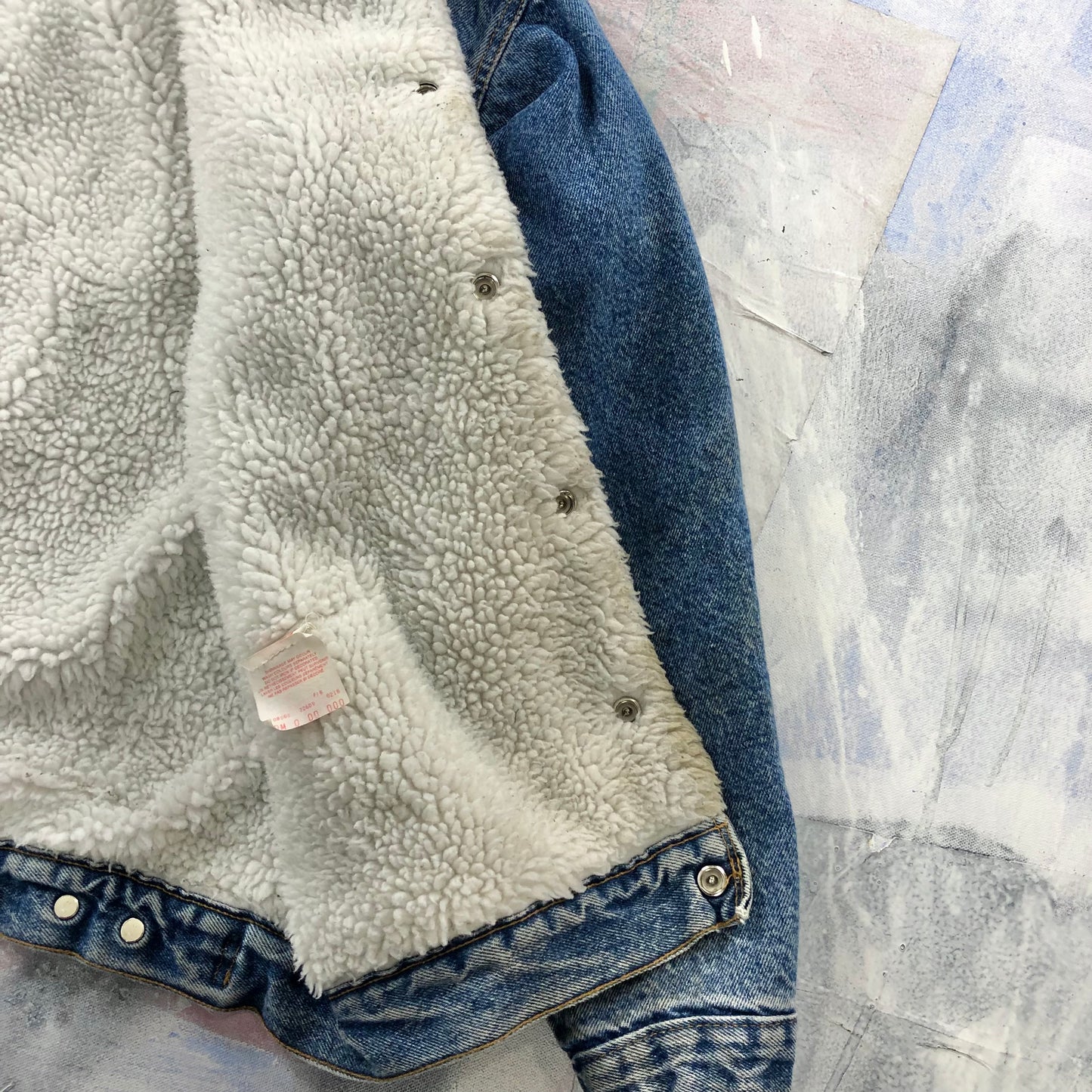 Vintage USA 80s Levis Sherpa Lined Denim Button Jacket M