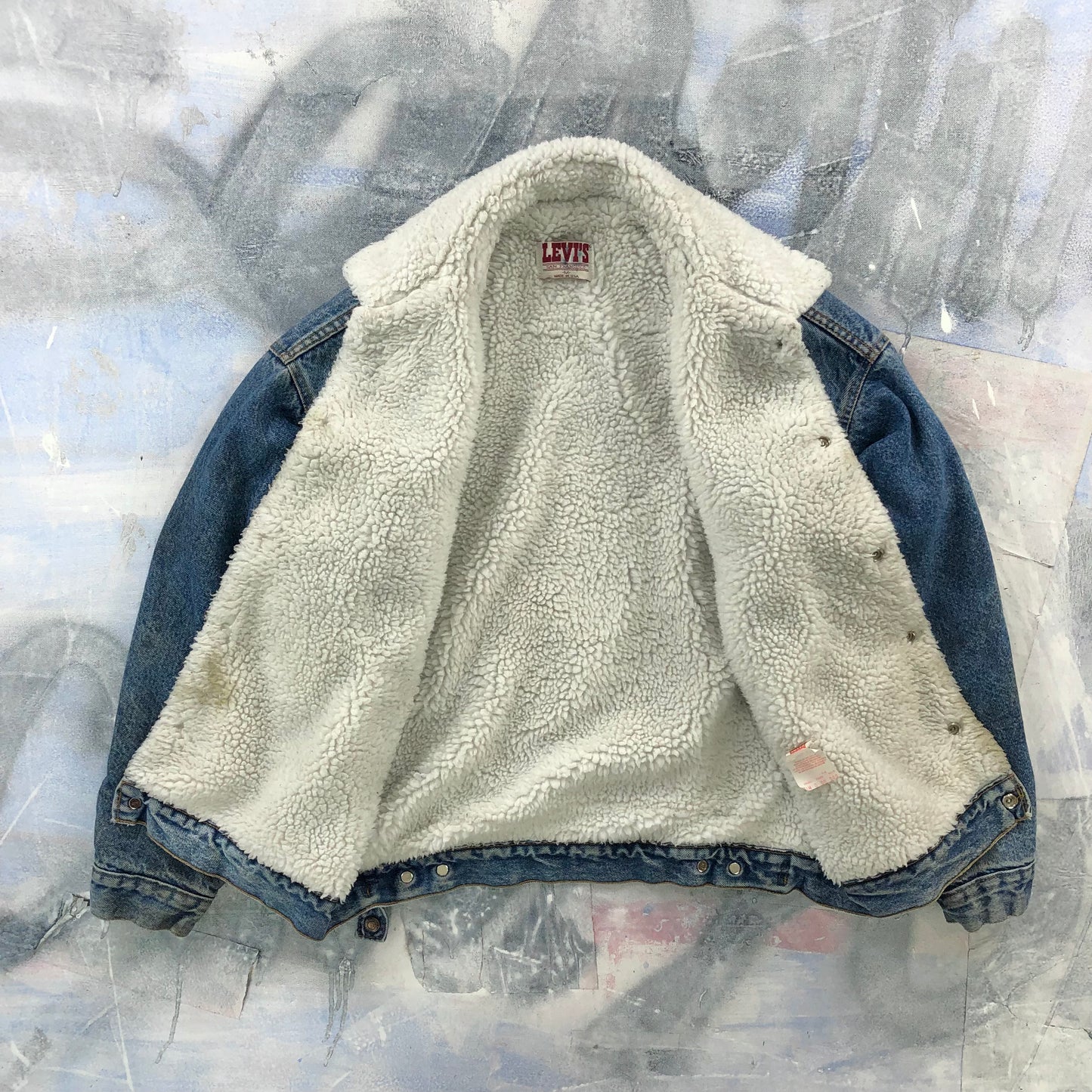 Vintage USA 80s Levis Sherpa Lined Denim Button Jacket M