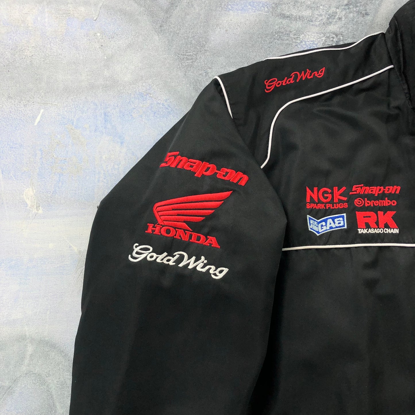 Honda Goldwing Motorcycle Flying Eagle Quilted Bomber Zip Jacket L
