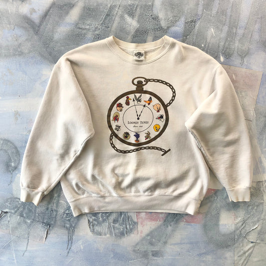 Vintage USA 90s Acme Loony Tunes Clock Crewneck Sweatshirt L