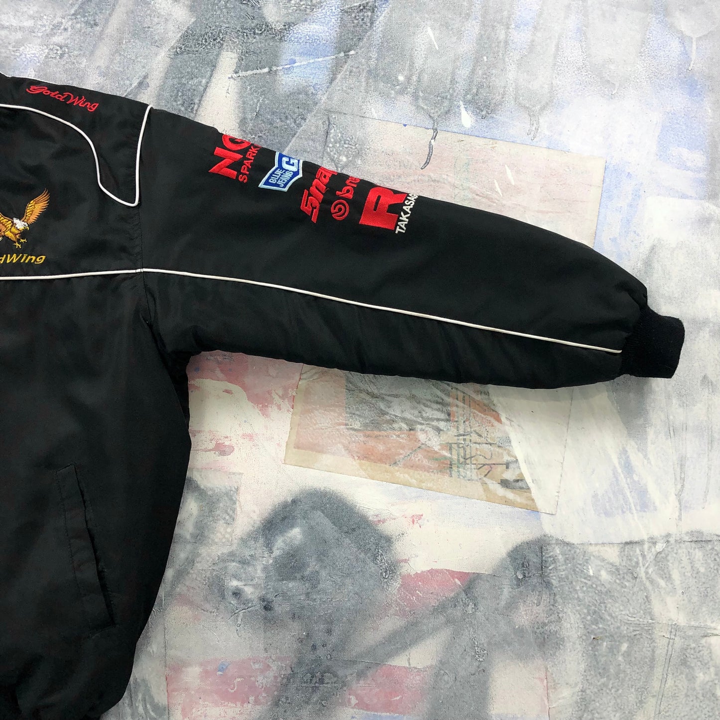Honda Goldwing Motorcycle Flying Eagle Quilted Bomber Zip Jacket L