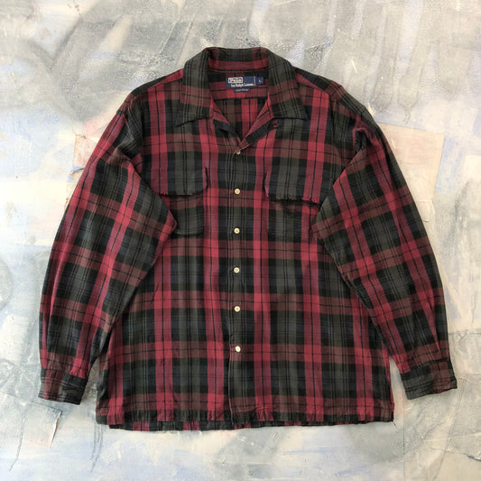Vintage Polo Ralph Lauren Distressed Chest Pockets Flannel Button Shirt L