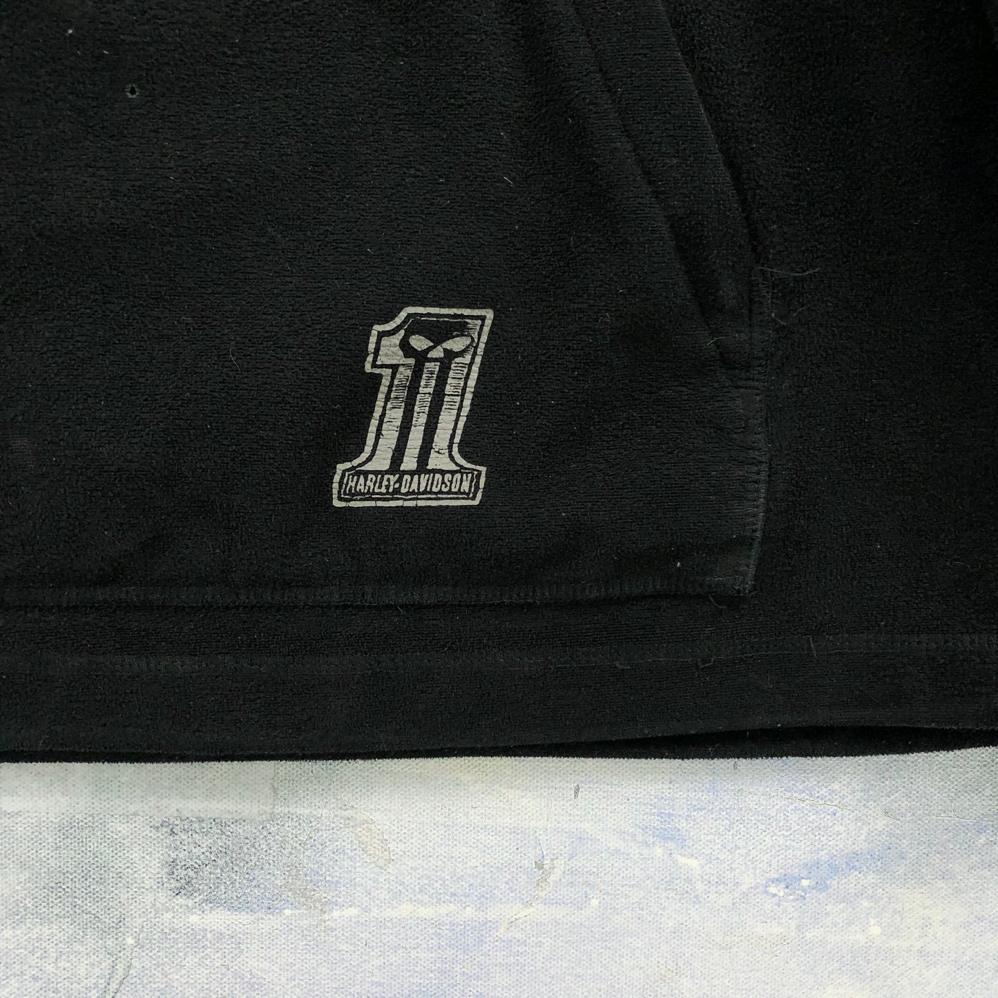 Vintage Harley Davidson Motorcycle Skull Faces Number One Heavyweight Quarter Zip Hooded Jacket XL
