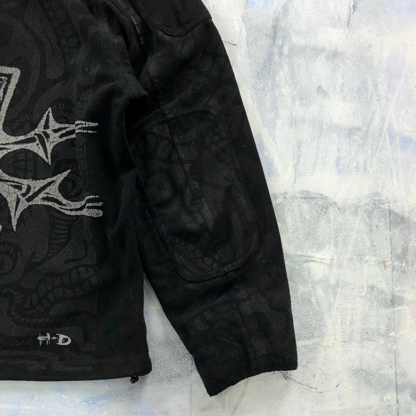 Vintage Harley Davidson Motorcycle Skull Faces Number One Heavyweight Quarter Zip Hooded Jacket XL