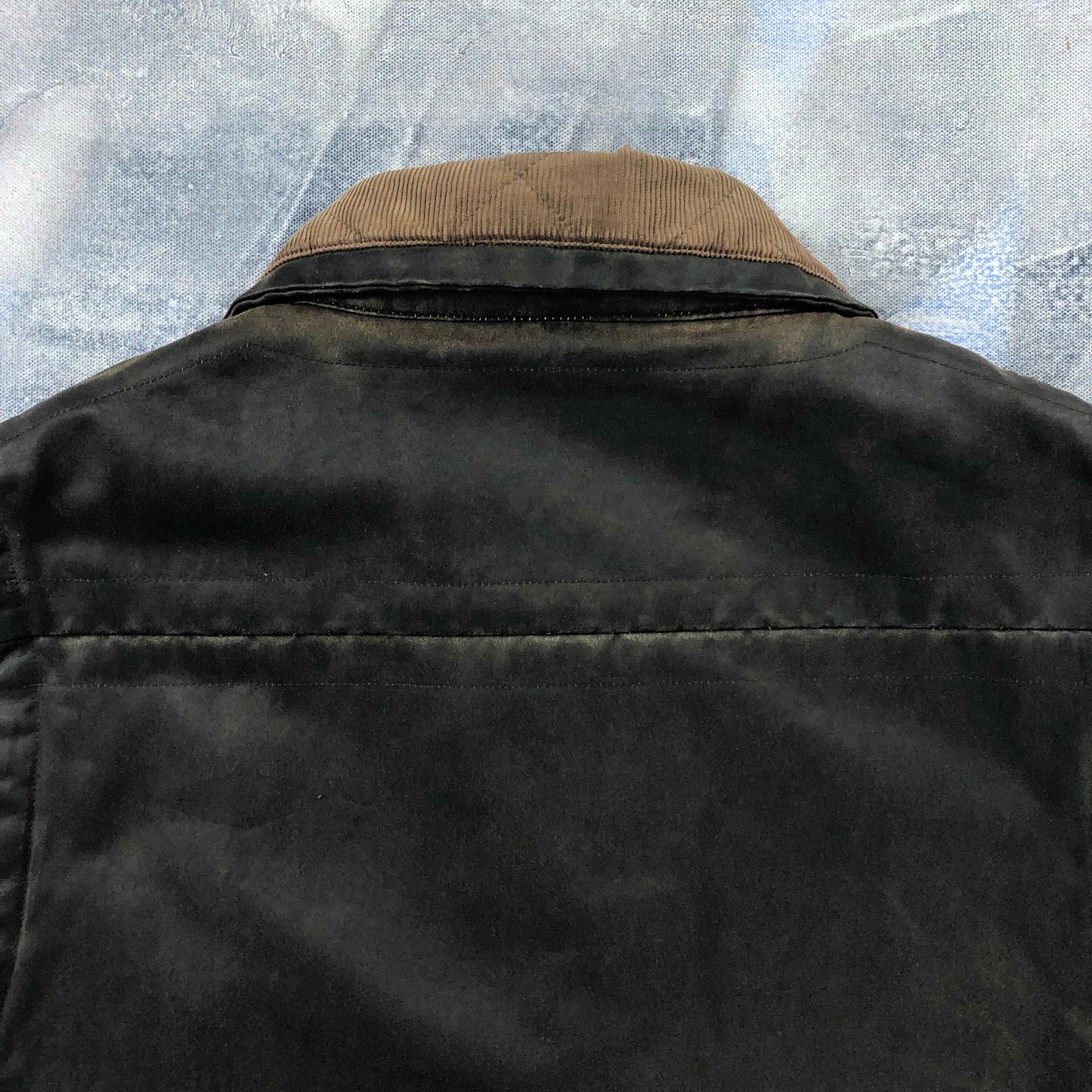 Cripple Creek Corduroy Collar Leather Zip Vest L