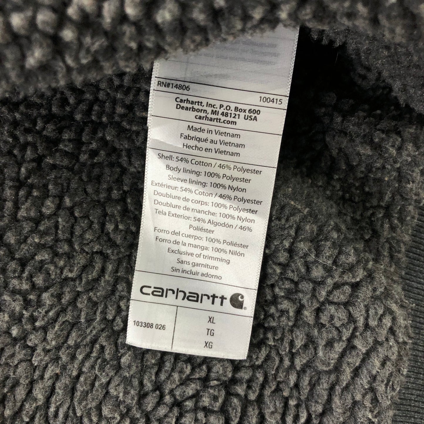 Carhartt Sherpa Lined Heavyweight Zip Hoodie Sweatshirt XL