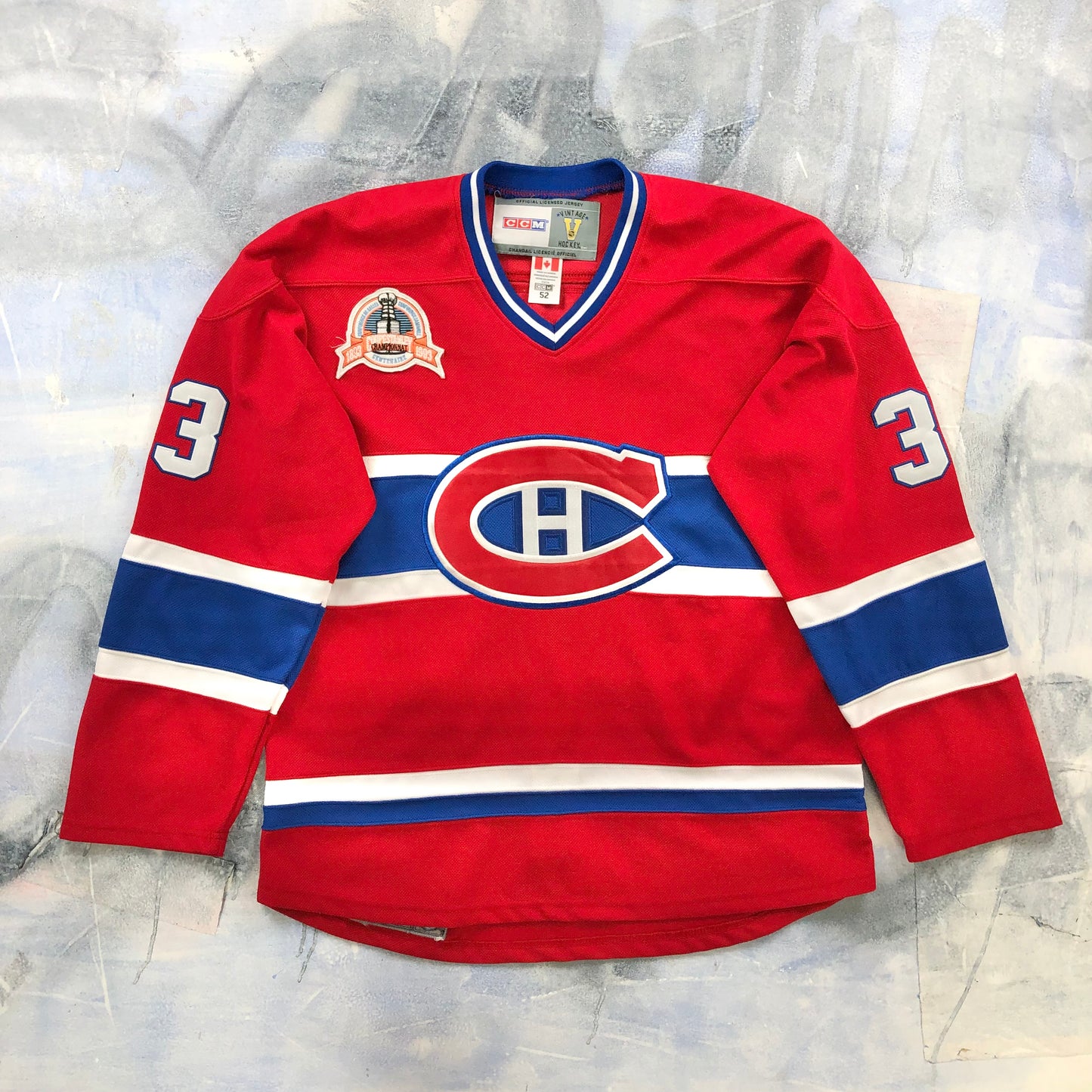 Vintage Hockey CCM NHL Montreal Canadiens Patrick Roy 33 Jersey 52