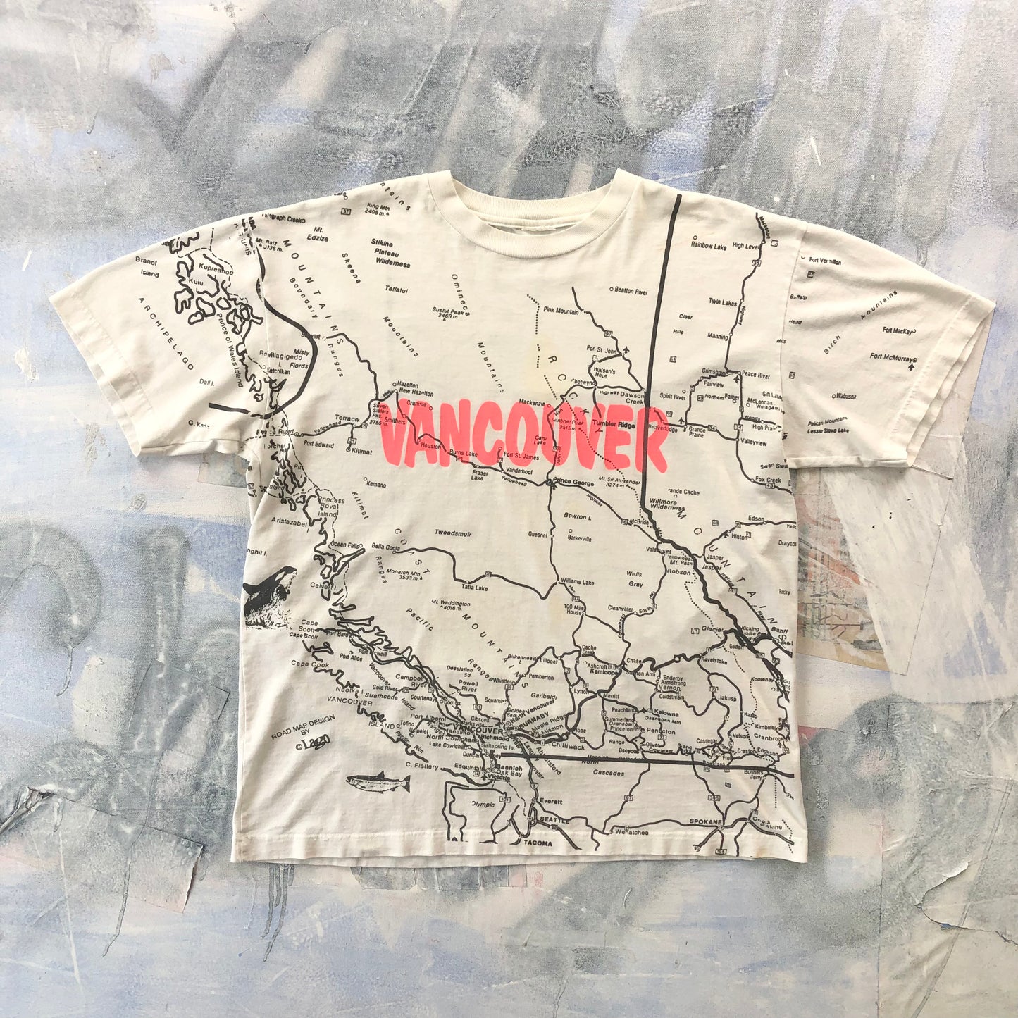 Vintage AOP Vancouver Map T Shirt L