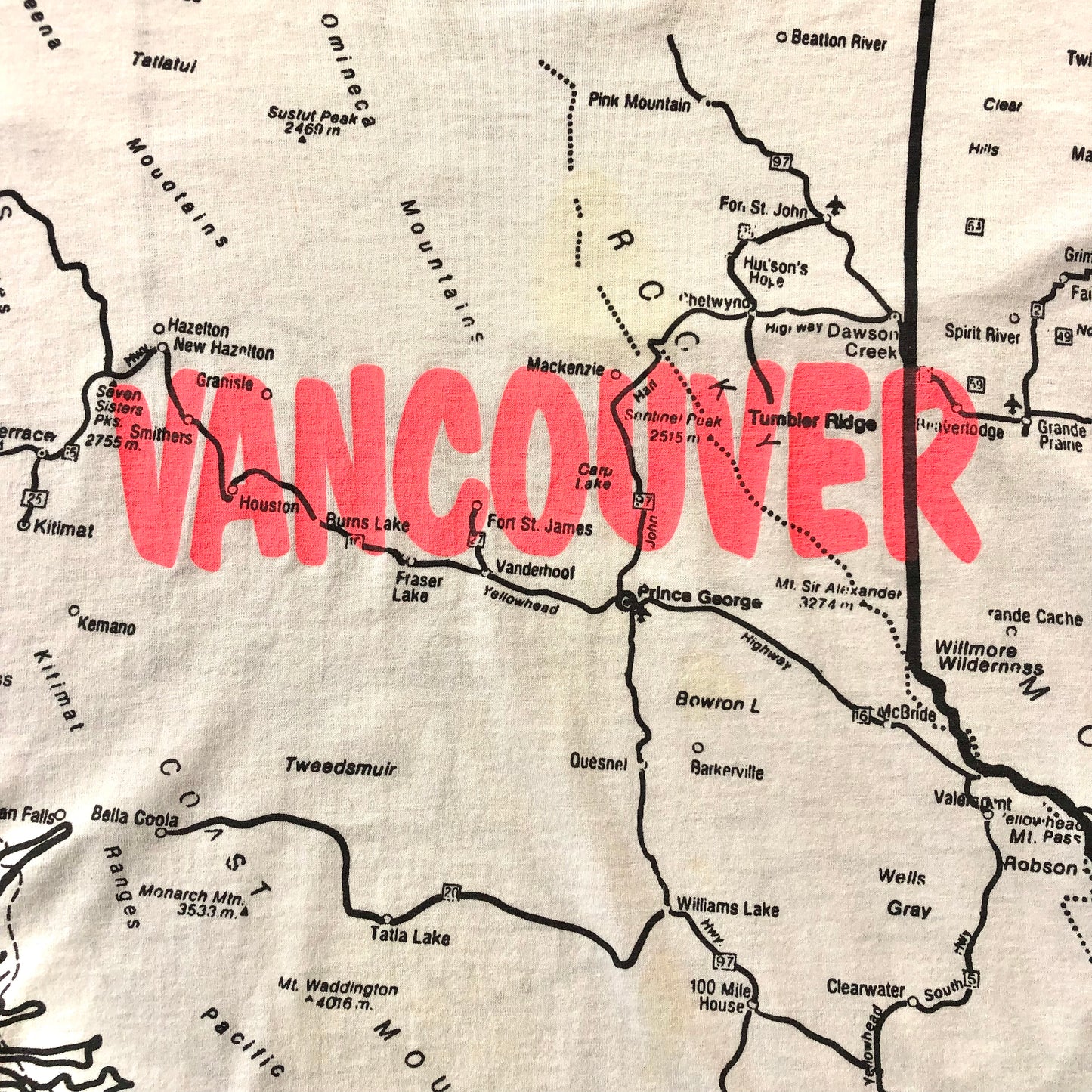 Vintage AOP Vancouver Map T Shirt L