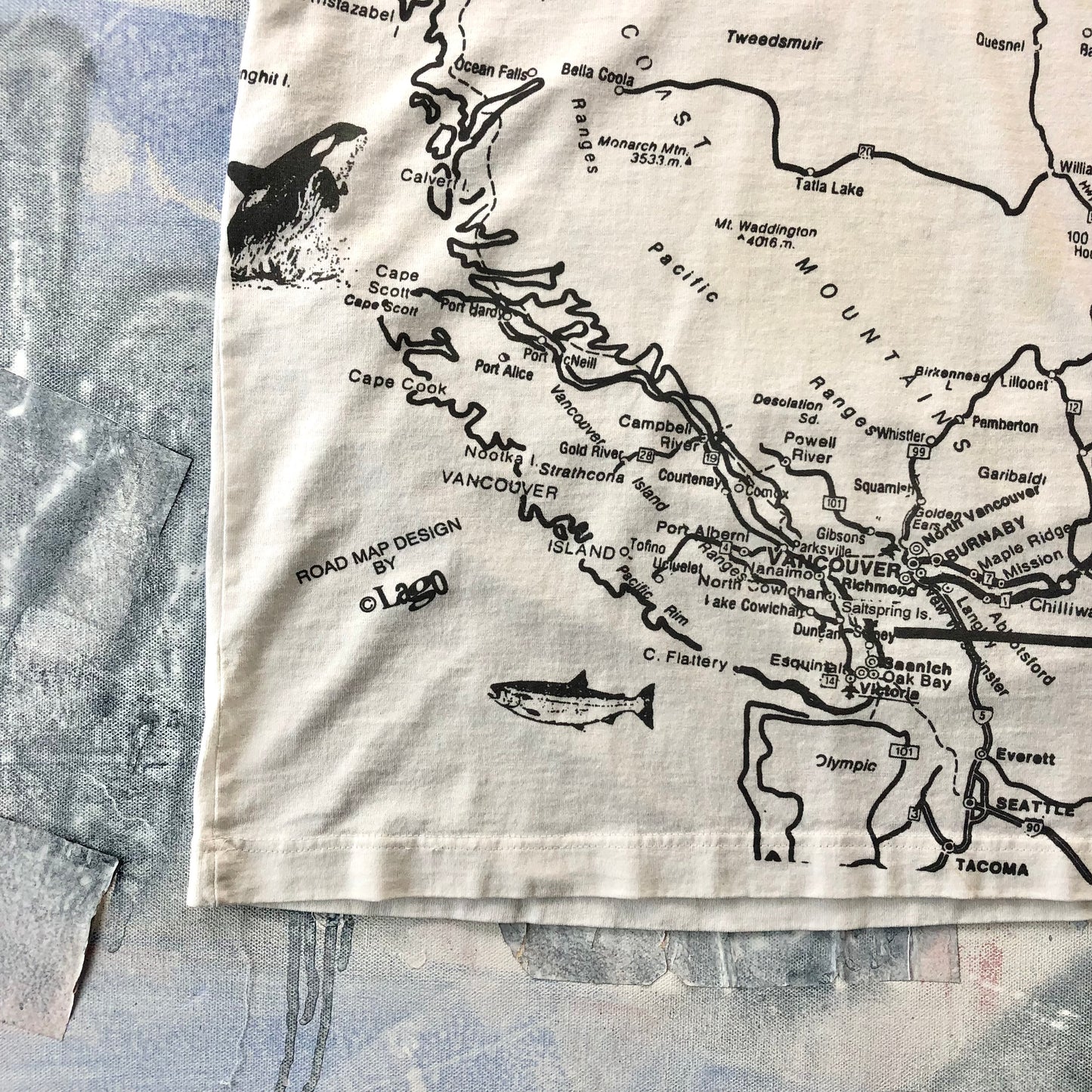 Vintage AOP Vancouver Map T Shirt L