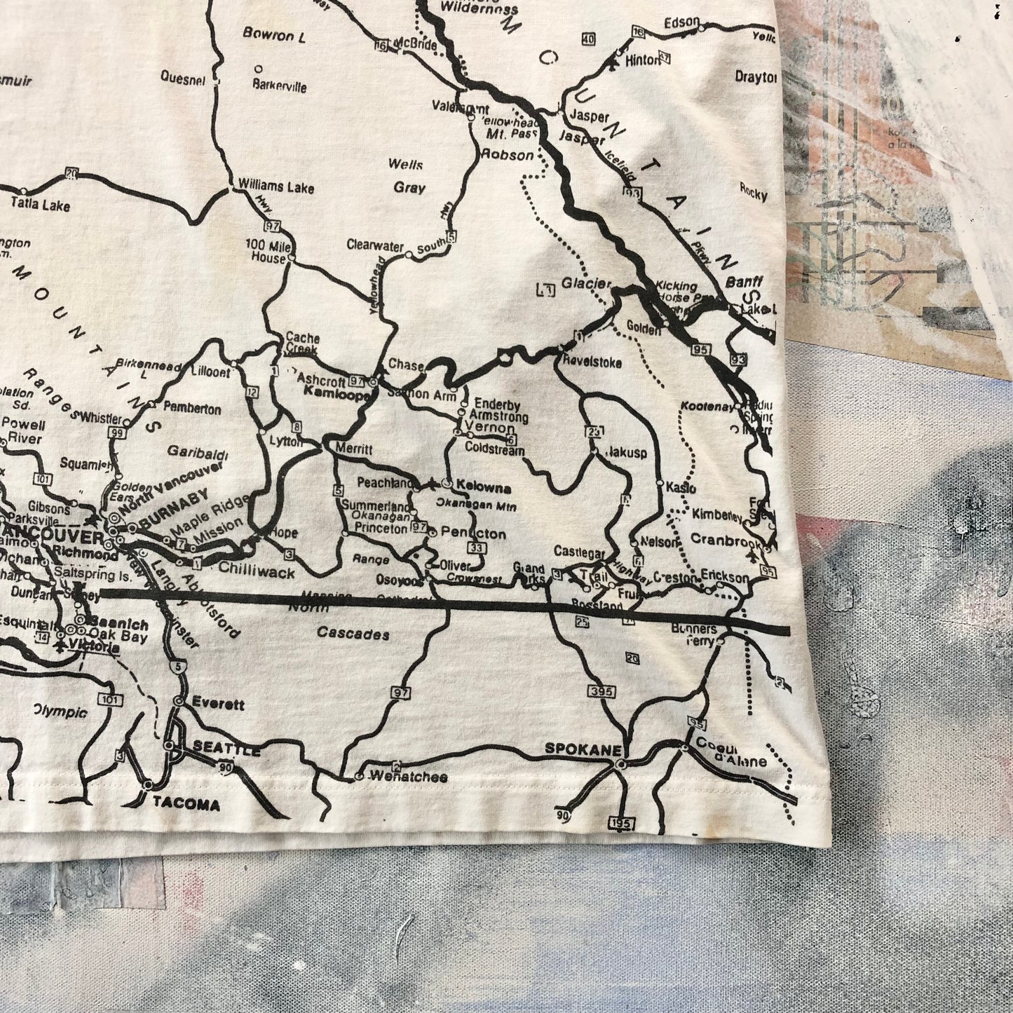 Vintage AOP Vancouver Map T Shirt L