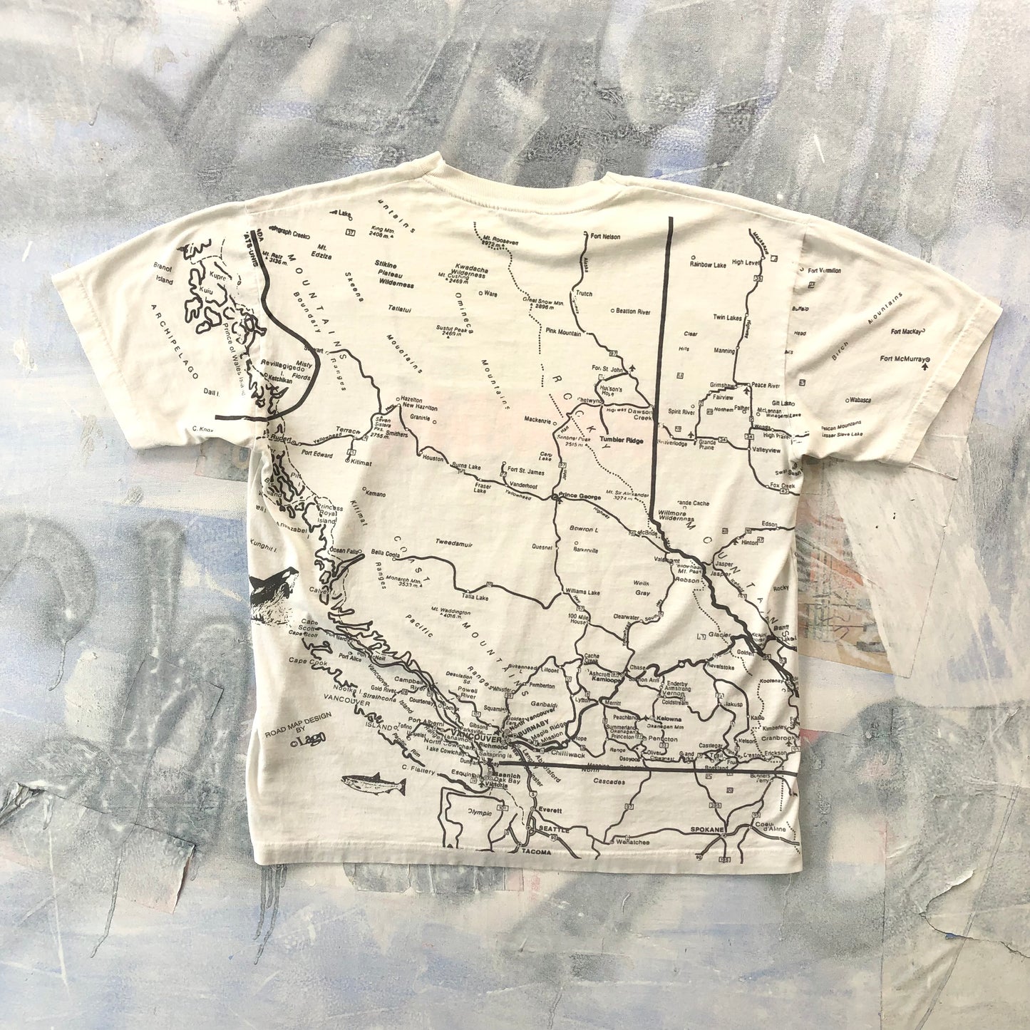 Vintage AOP Vancouver Map T Shirt L