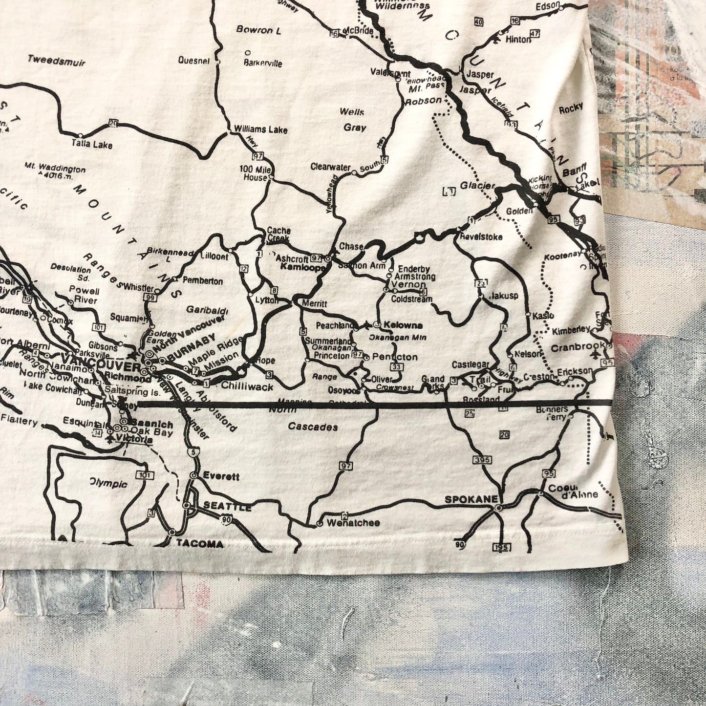 Vintage AOP Vancouver Map T Shirt L