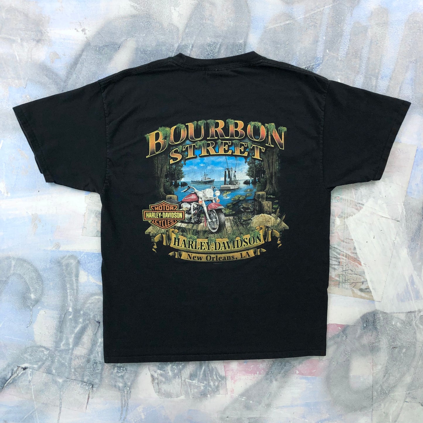Harley Davidson Motorcycles Old Skool Panhead Bourbon Street New Orleans T Shirt L