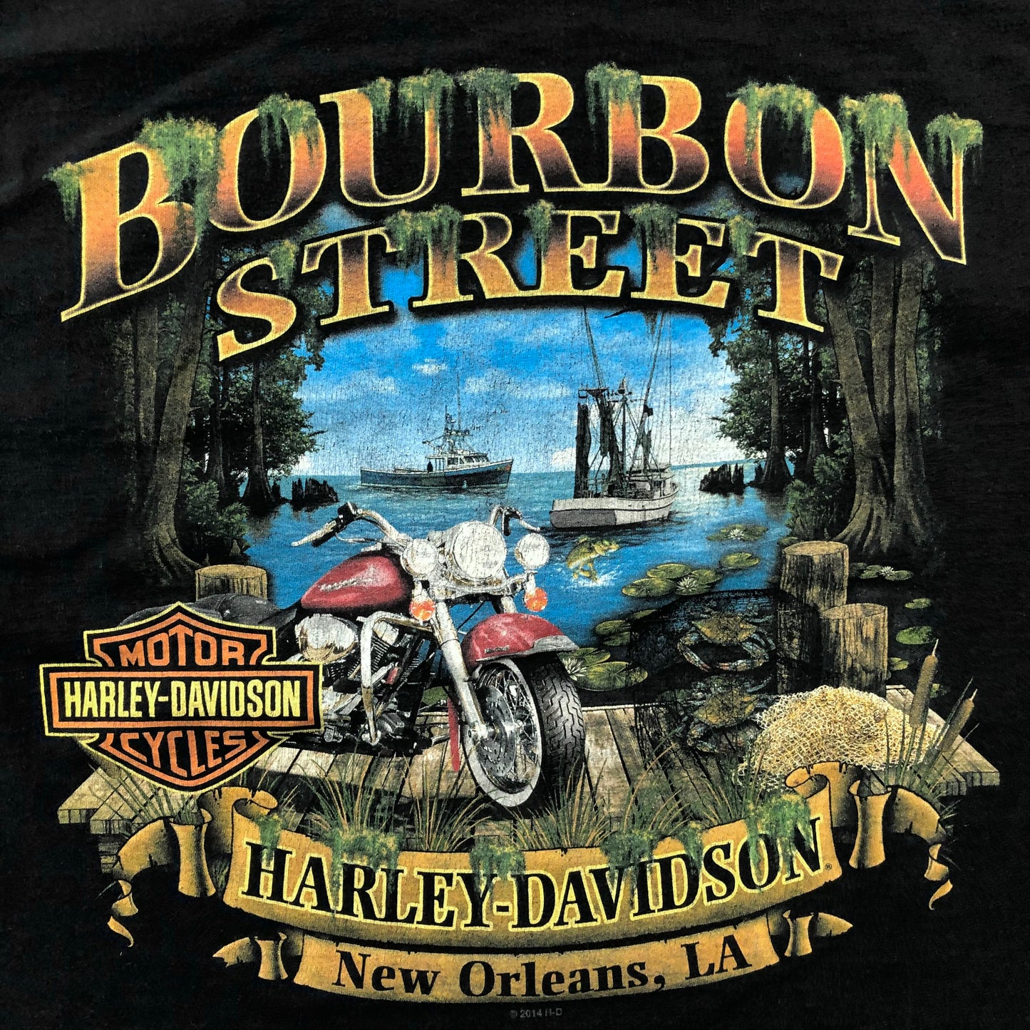 Harley Davidson Motorcycles Old Skool Panhead Bourbon Street New Orleans T Shirt L