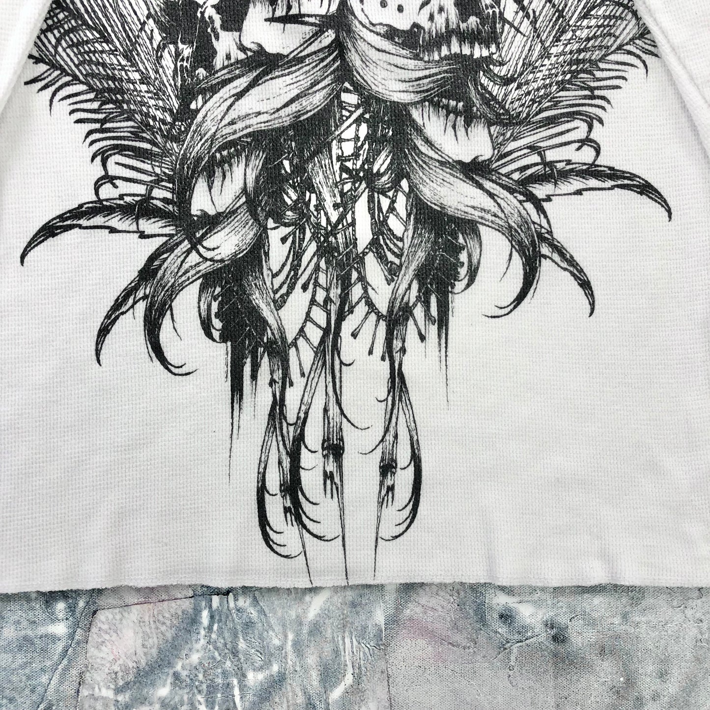 Vintage Y2K MMA Tapout Skull Long Sleeve Waffel Knit Shirt S