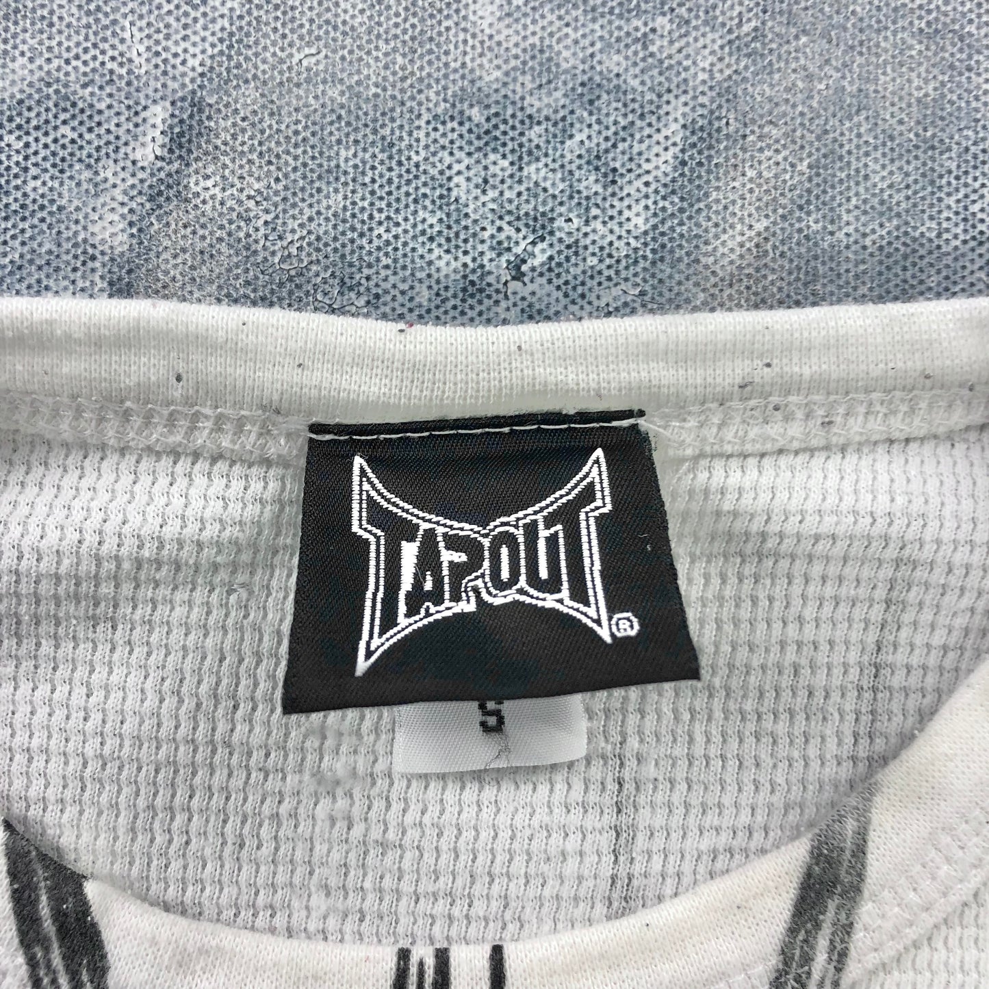 Vintage Y2K MMA Tapout Skull Long Sleeve Waffel Knit Shirt S
