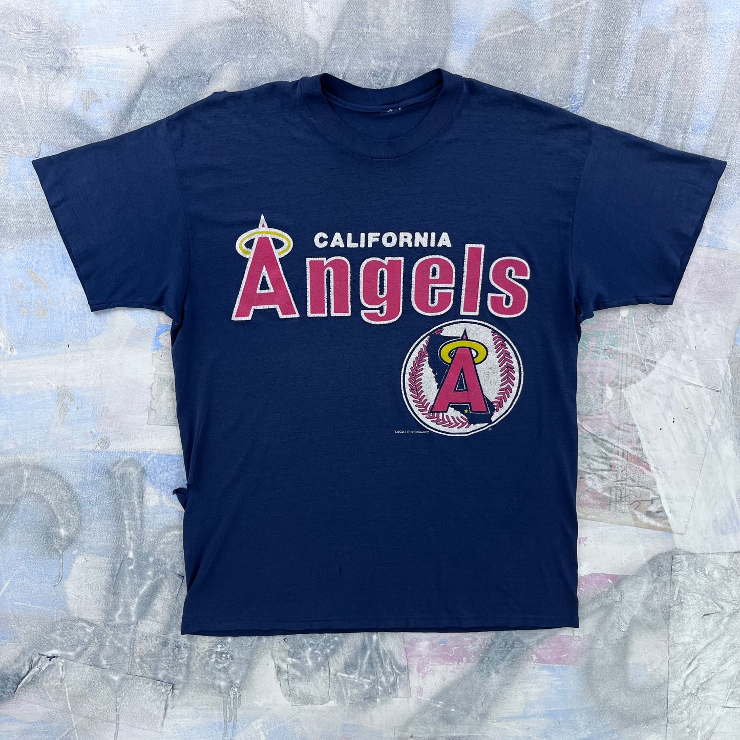 Vintage 80s USA MLB California Angels Single Stitch T Shirt L