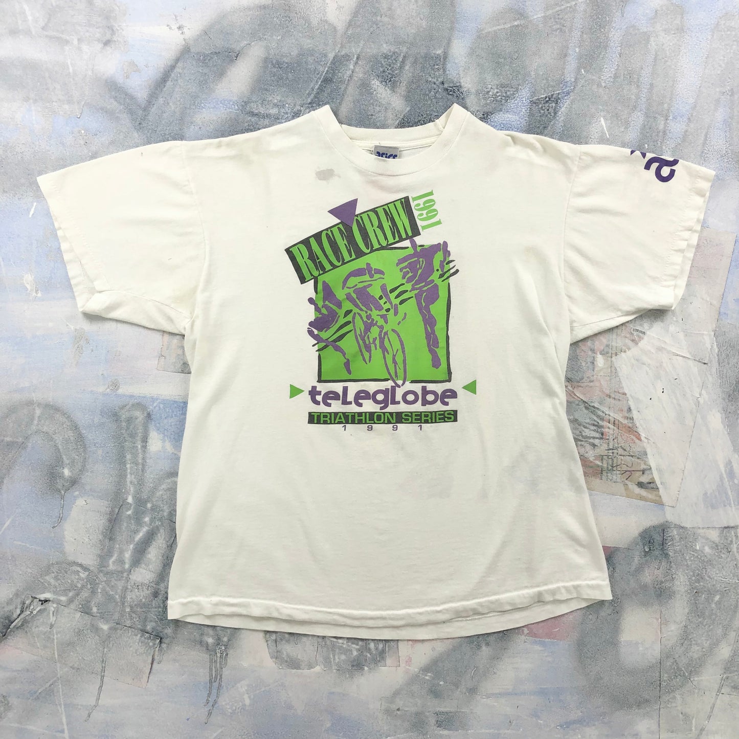 Vintage 90s Asics Race Crew Teleglobe Triatholon Series T Shirt XL