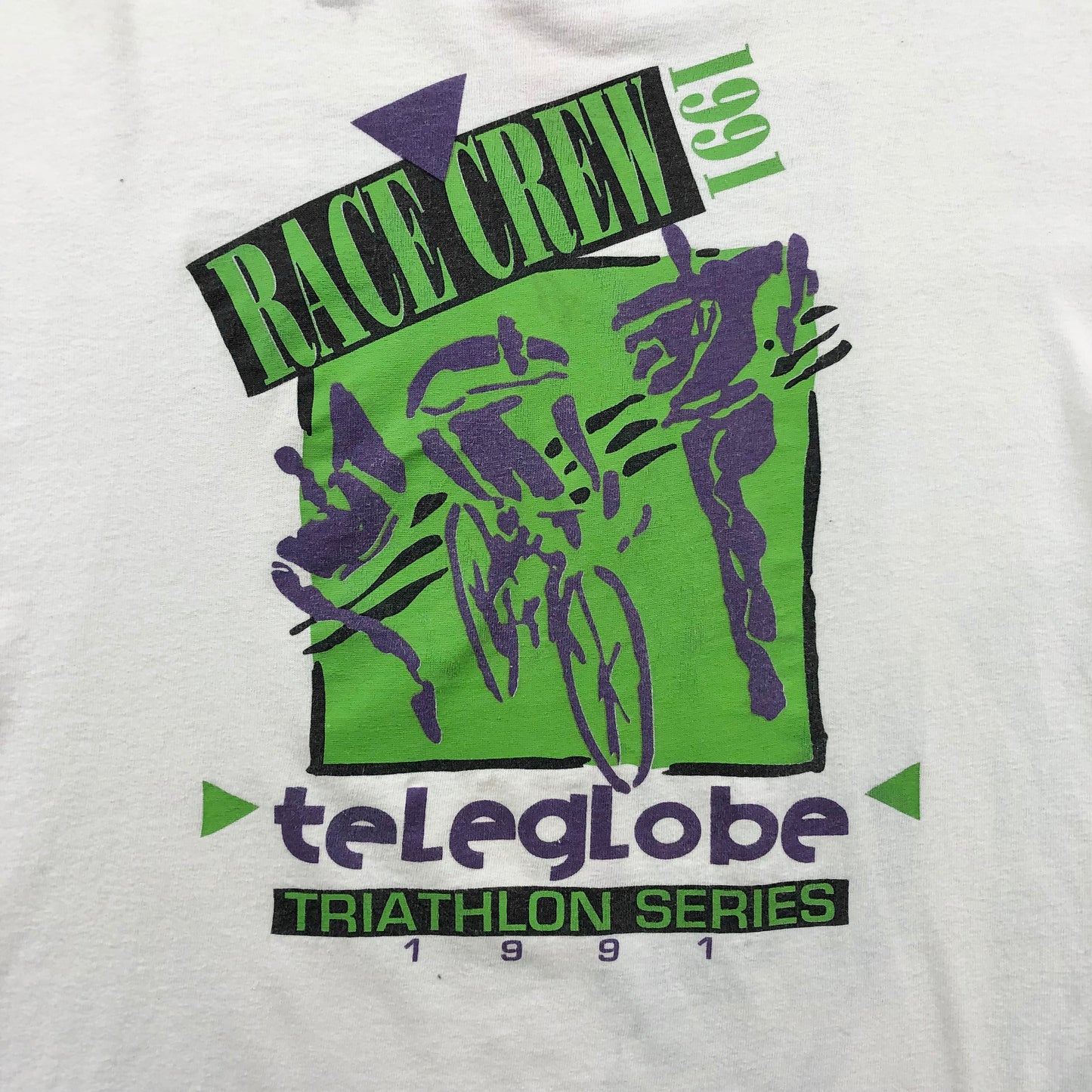 Vintage 90s Asics Race Crew Teleglobe Triatholon Series T Shirt XL