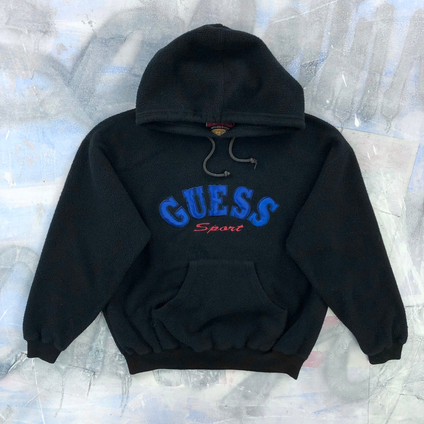 Vintage USA Guess Sport Embroided Fleece Hoodie Sweatshirt M