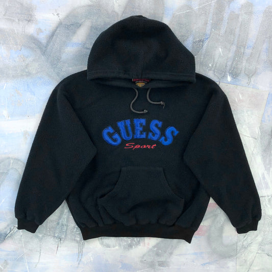 Vintage USA Guess Sport Embroided Fleece Hoodie Sweatshirt M